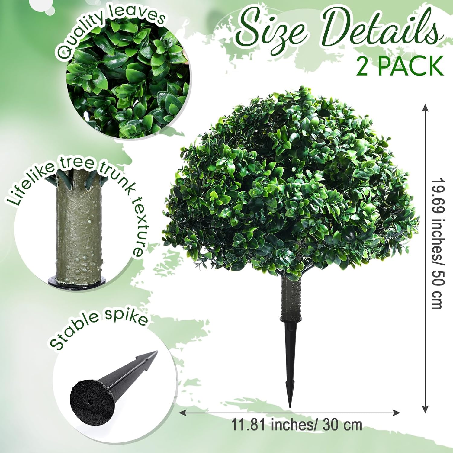 Set of 2 Artificial Topiary Balls with Spikes