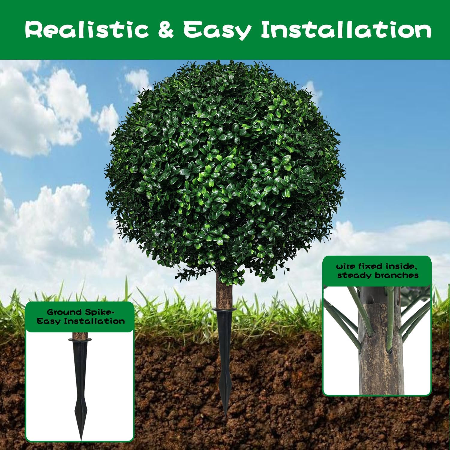 Set of 2 Artificial Boxwood Topiary Trees 245 Inch Tall
