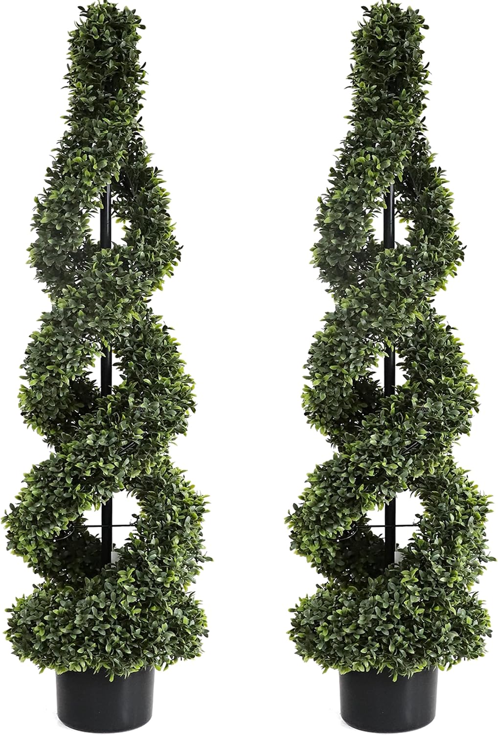 46 Inch Double Spiral Artificial Boxwood Topiary Trees Set of 2
