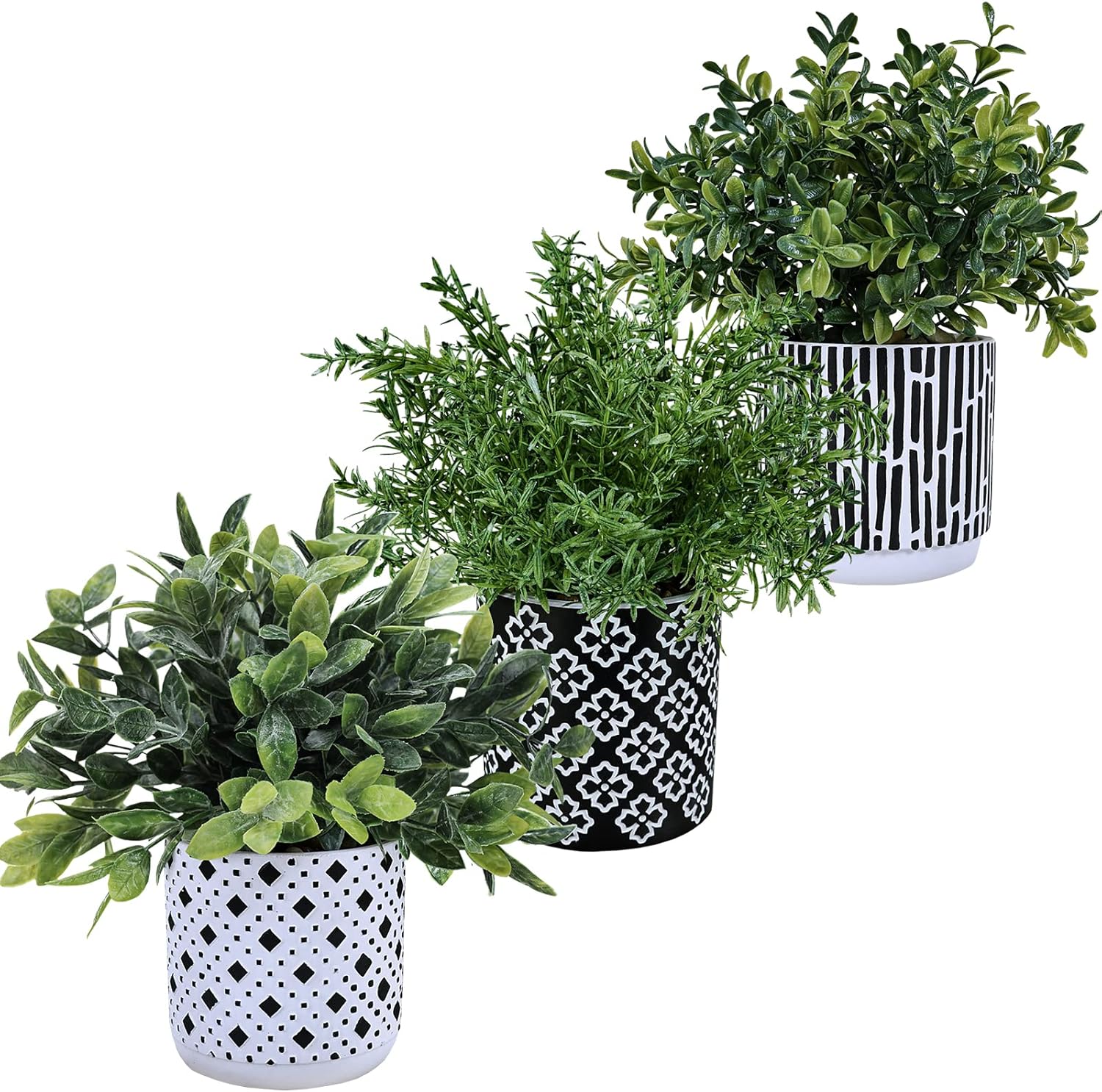 Winlyn 3-Pack Artificial Plants in Concrete Pots