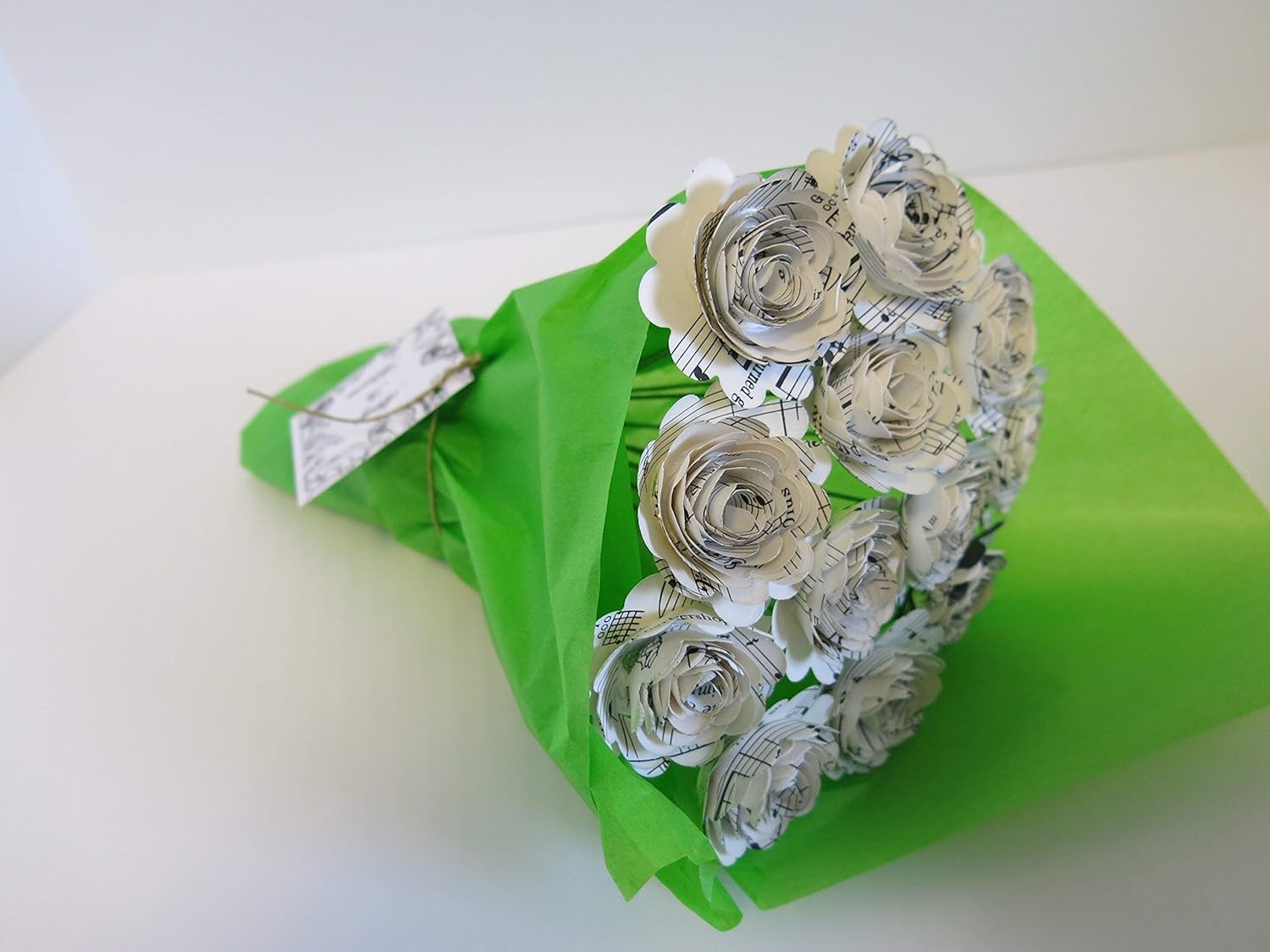Scalloped Sheet Music Paper Roses for Wedding Centerpiece