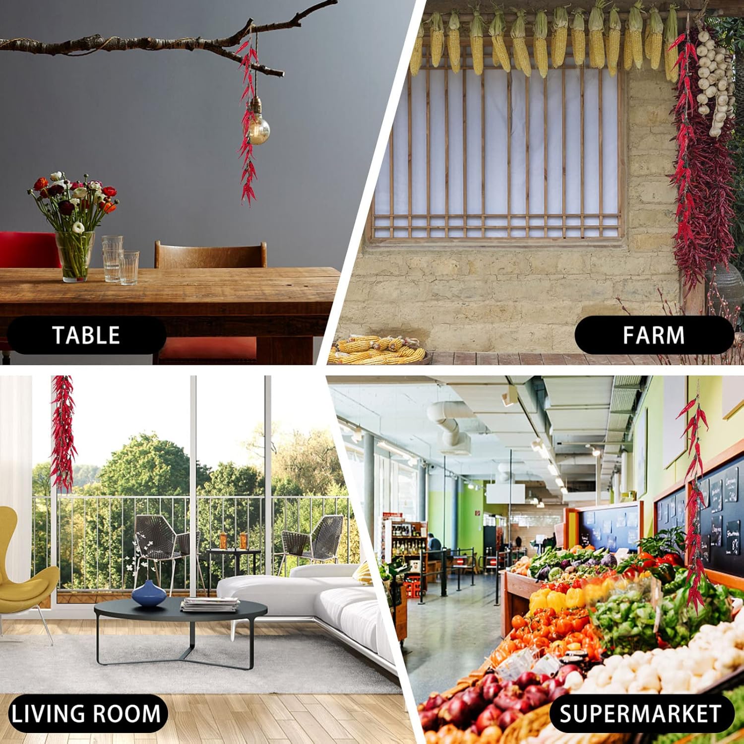 Happyyami 5pcs Artificial Chili Peppers Hanging Decorations