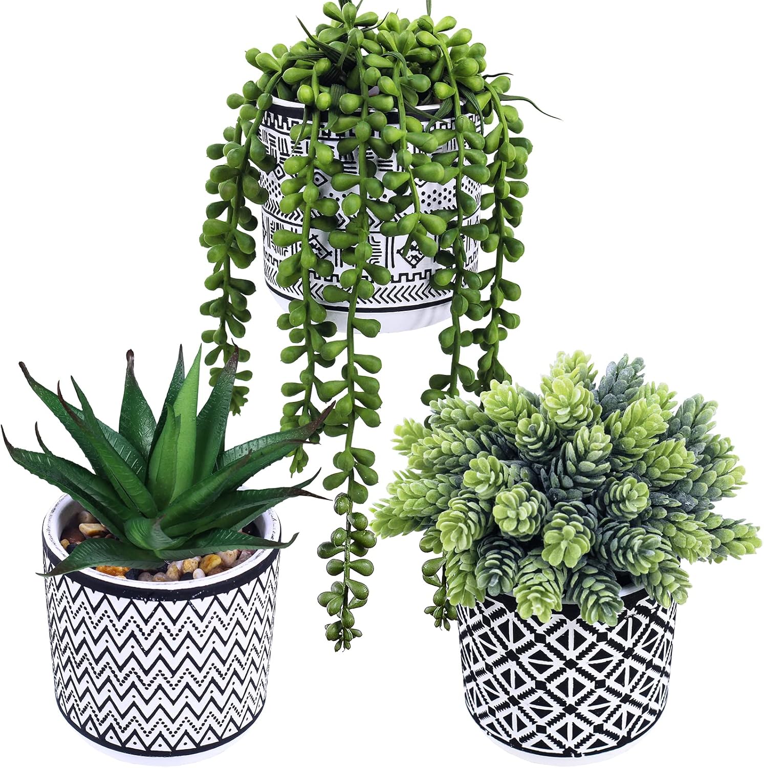 Winlyn 3 Pcs Artificial Succulent Plants Set