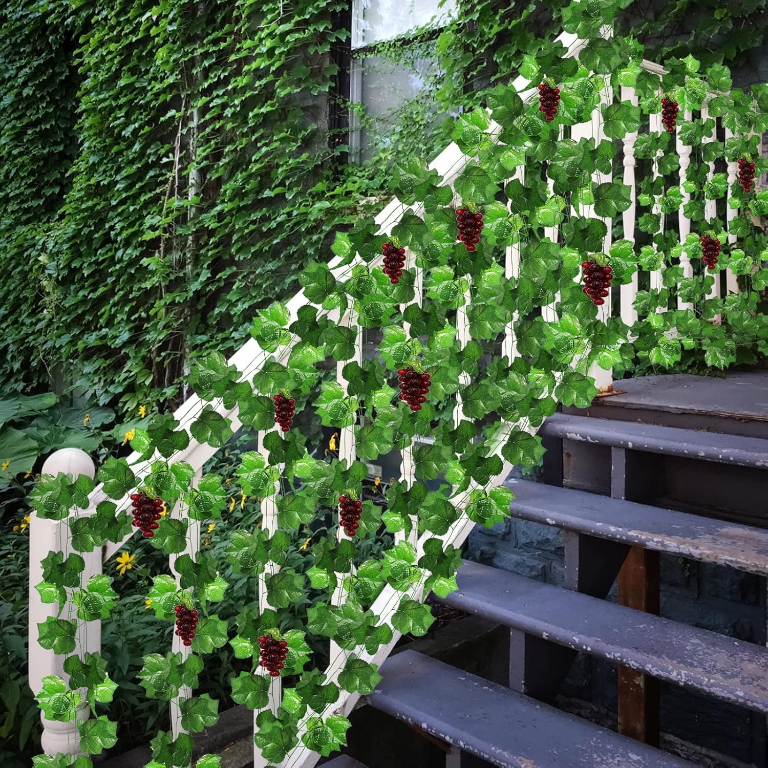 12 Strands 90 ft Artificial Grape Vines with 3 String Grapes Garland