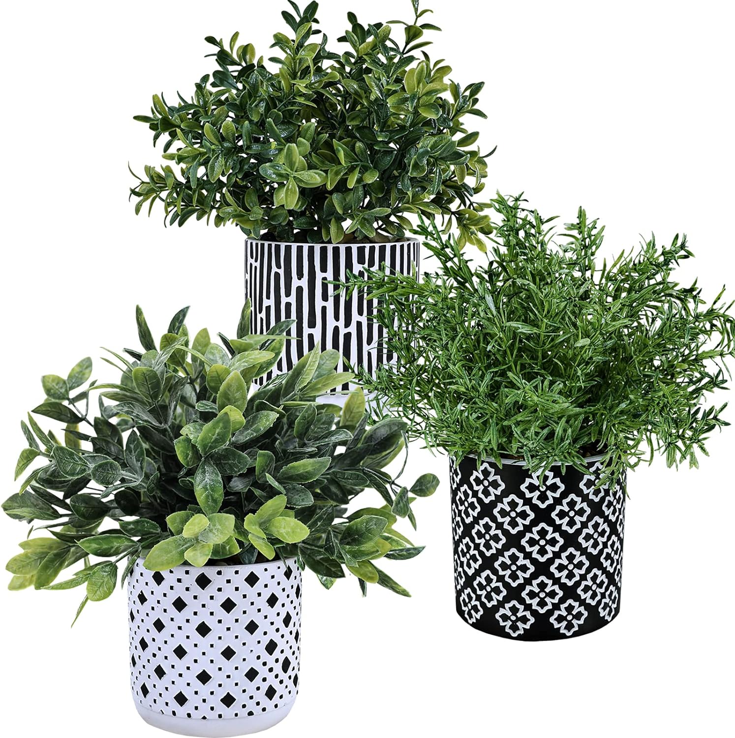 Winlyn 3-Pack Artificial Plants in Concrete Pots