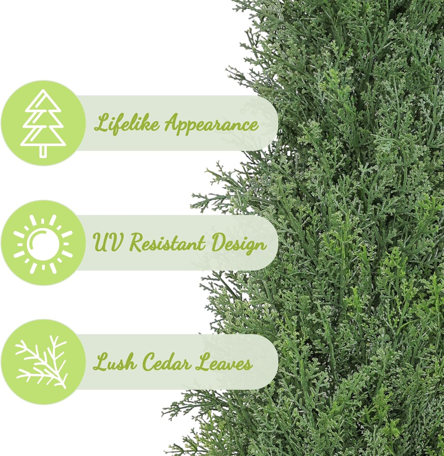 MANASENLUSH Artificial Cedar Topiary Trees 3FT Set of 2