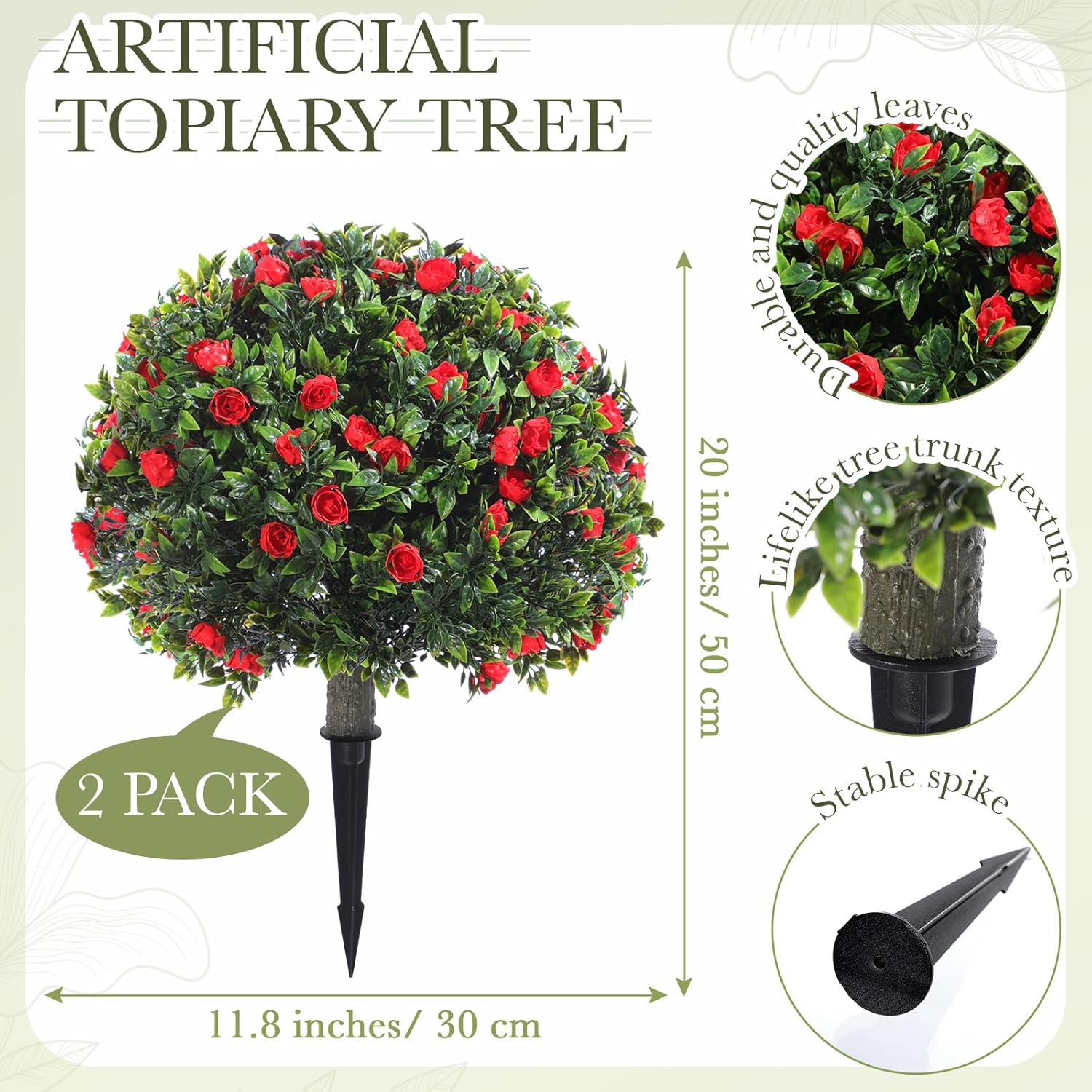 Yunlly Set of 2 Artificial Boxwood Topiary Balls