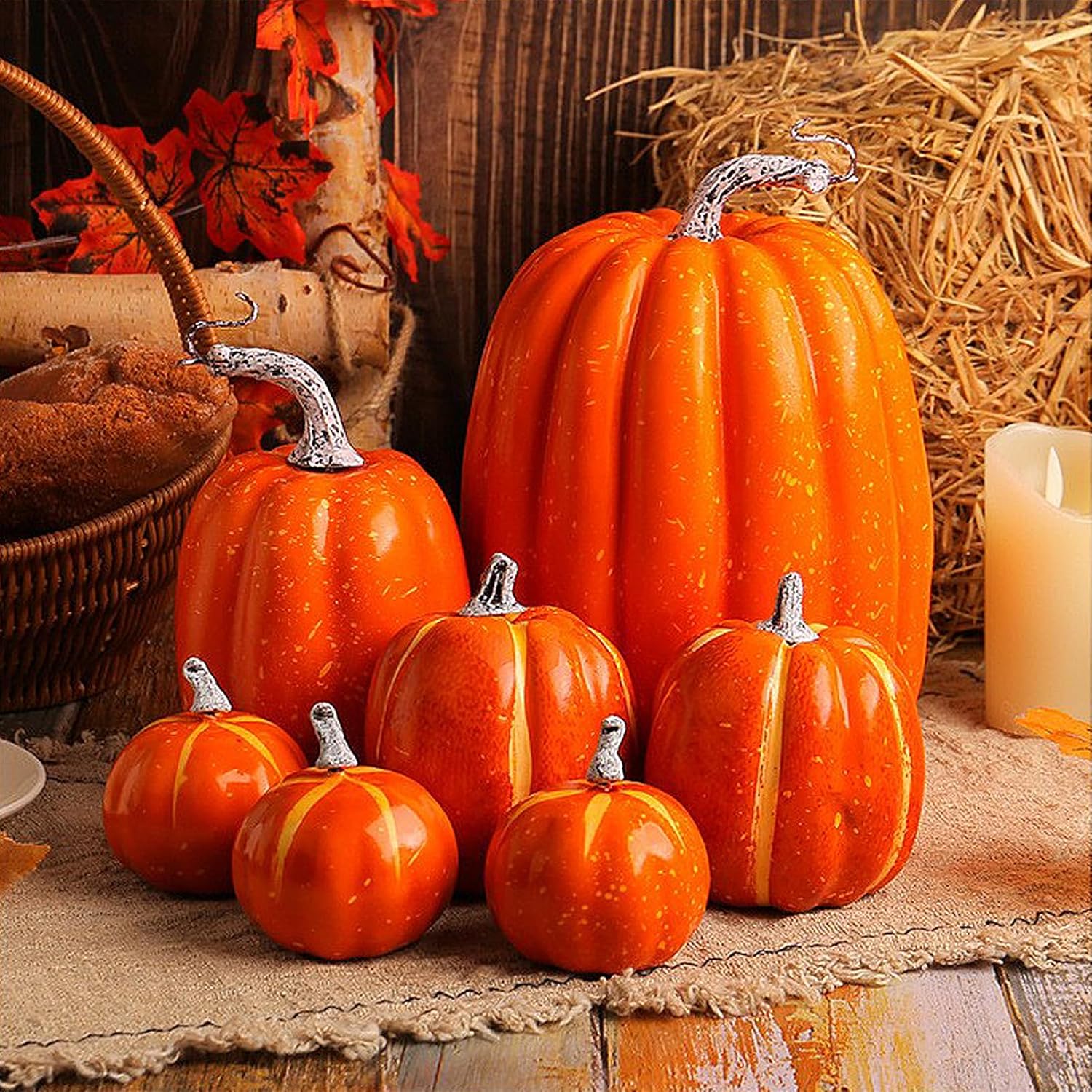Keebgyy Halloween Pumpkin Ornament Set