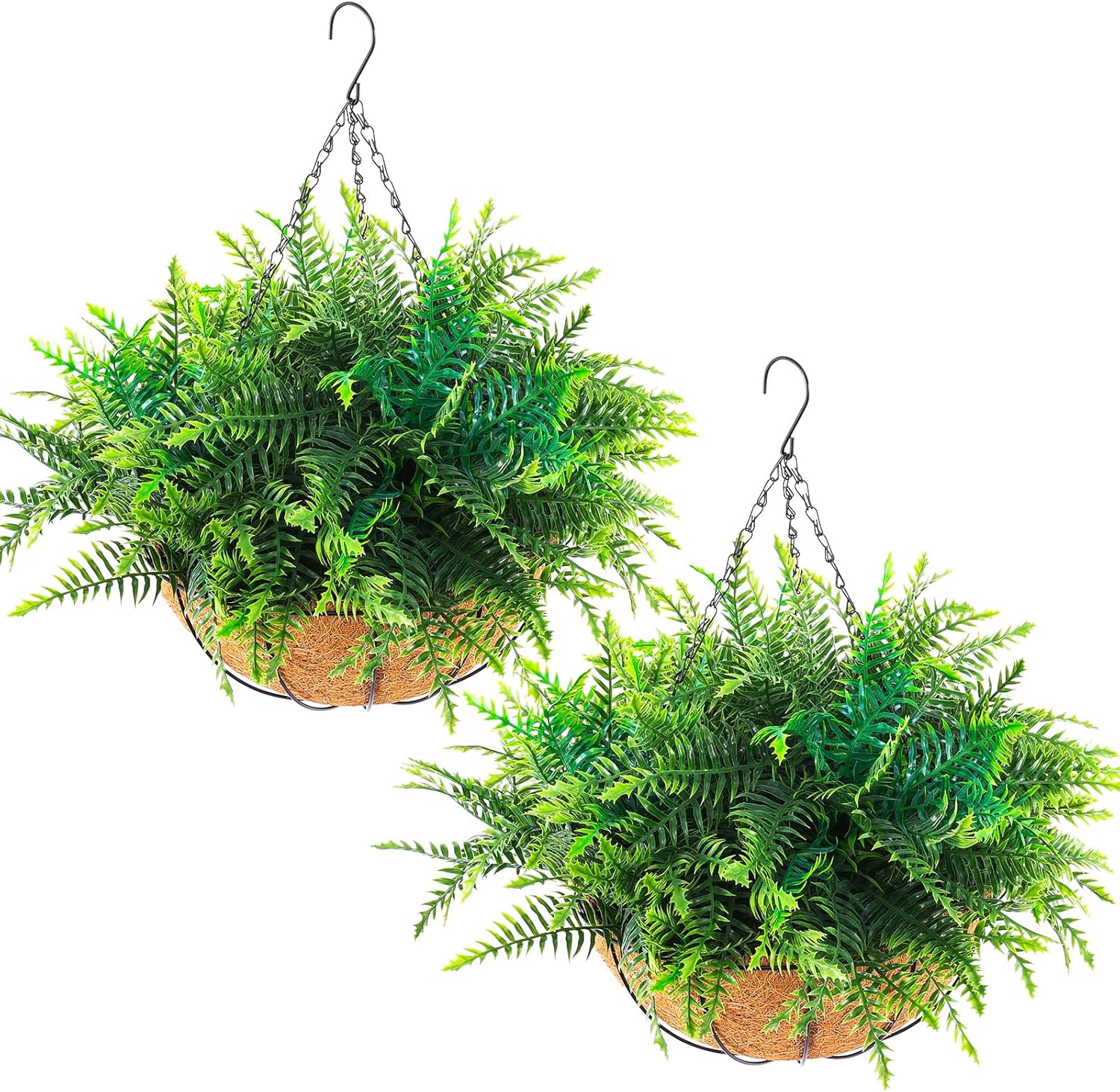 Hananona 2 Set Fake Hanging Ferns for Outdoor Use