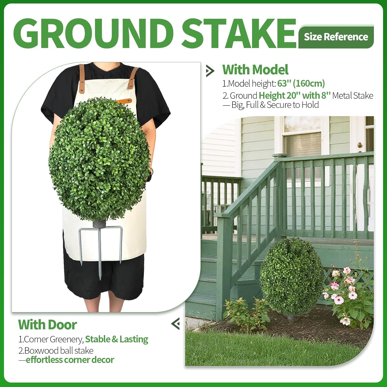 QIANYUN 26 Inch Artificial Boxwood Topiary Shrubs