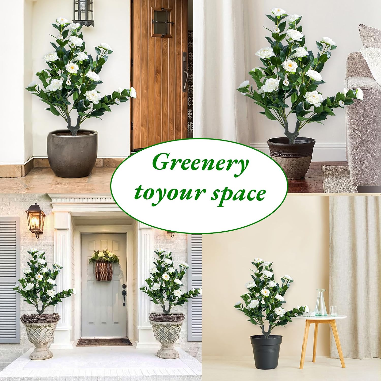 GarveeHome 354 Inch Artificial Topiary Set of 2 White