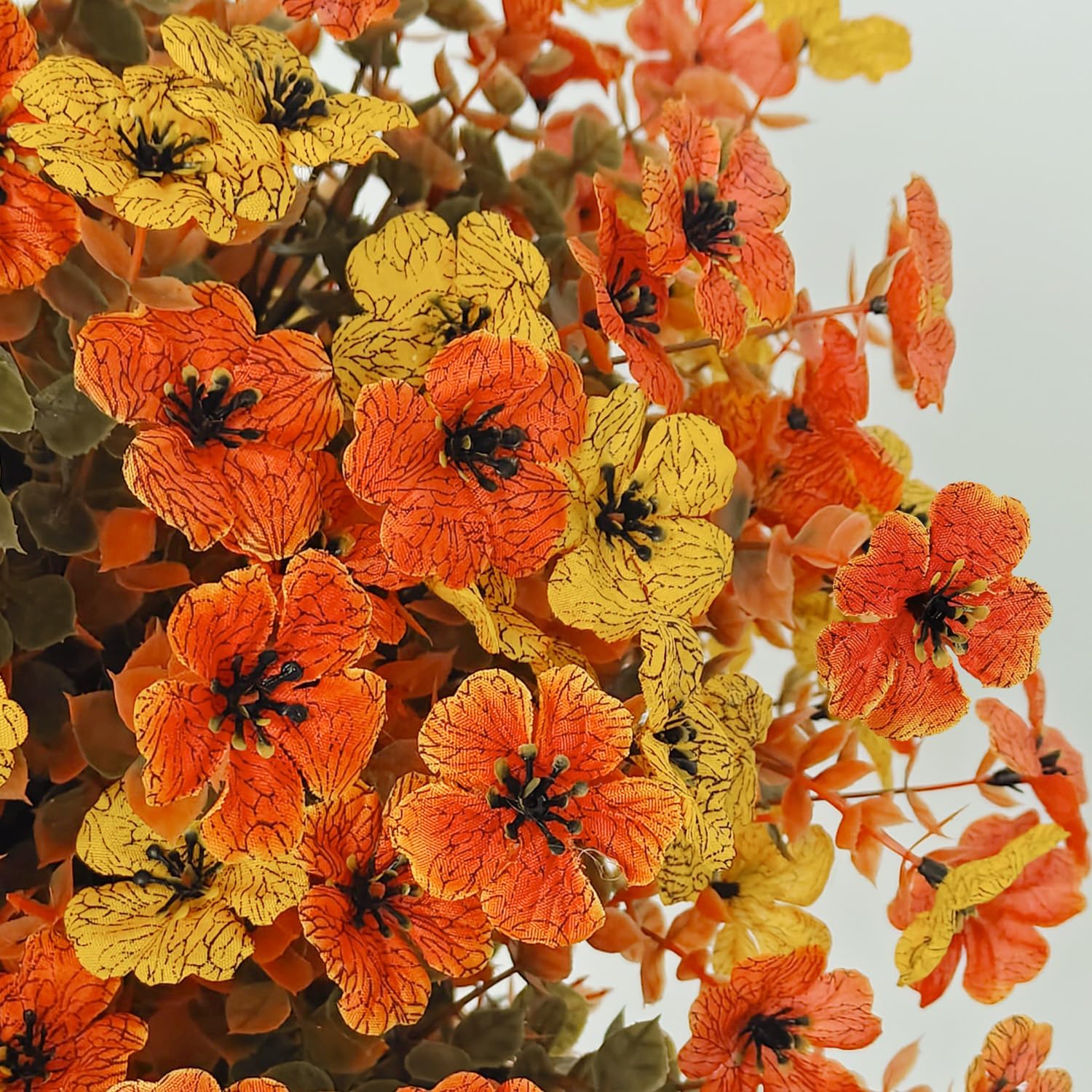 Outdoor Fall Artificial Flowers 2 Pack Topiary Bushes with Ground Stakes