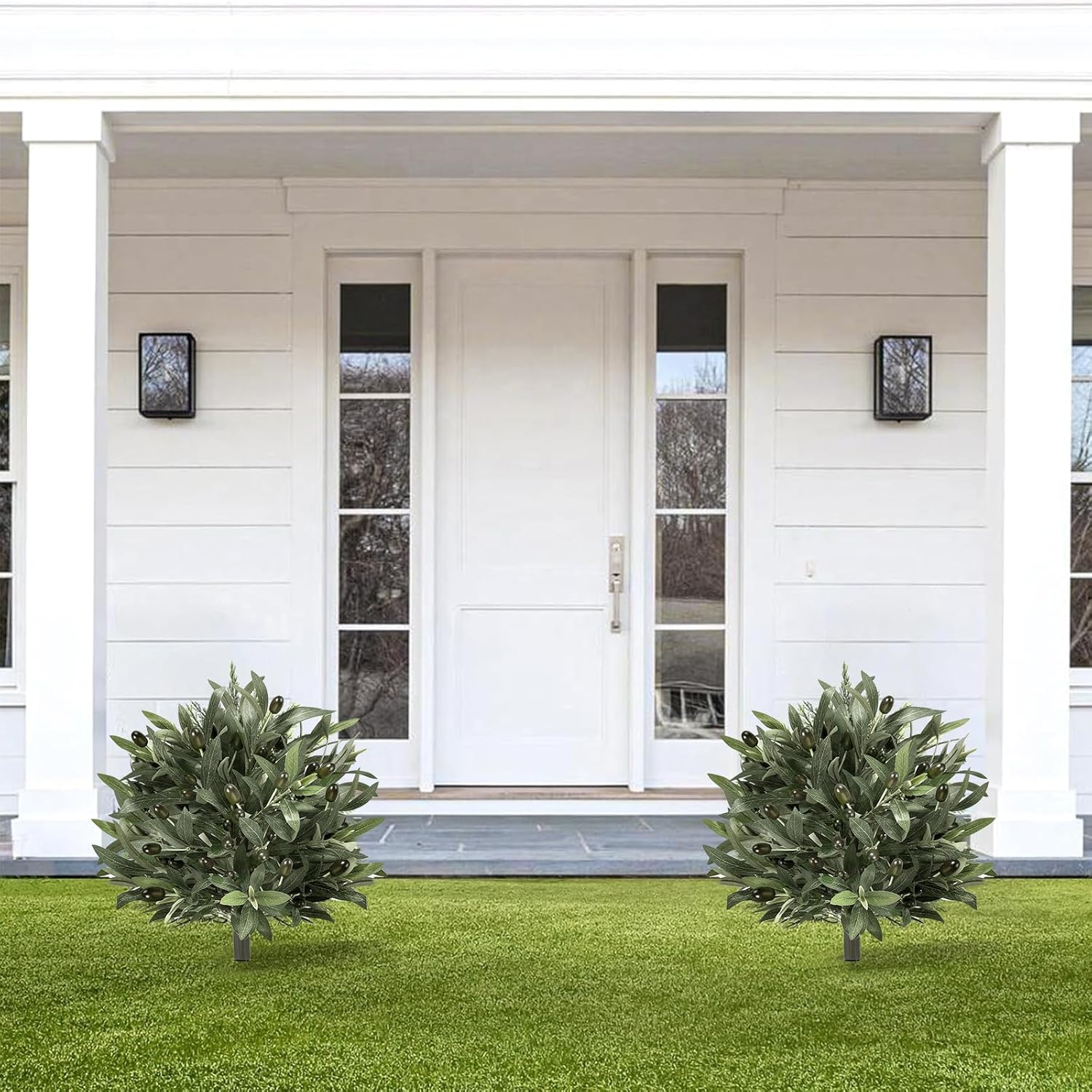 Artificial Olive Topiary Ball with Spike 2 Pack