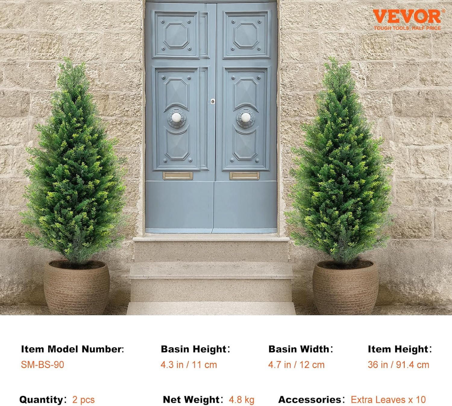 VEVOR Artificial Cedar Topiary Tree 36 Inch 2 Pack
