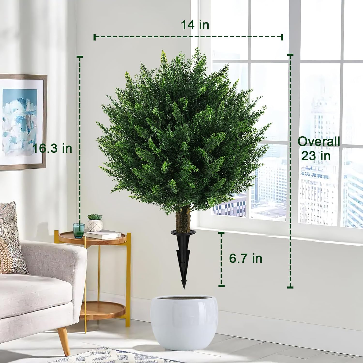 Grewyear Artificial Cedar Topiary Ball Tree Set of 2