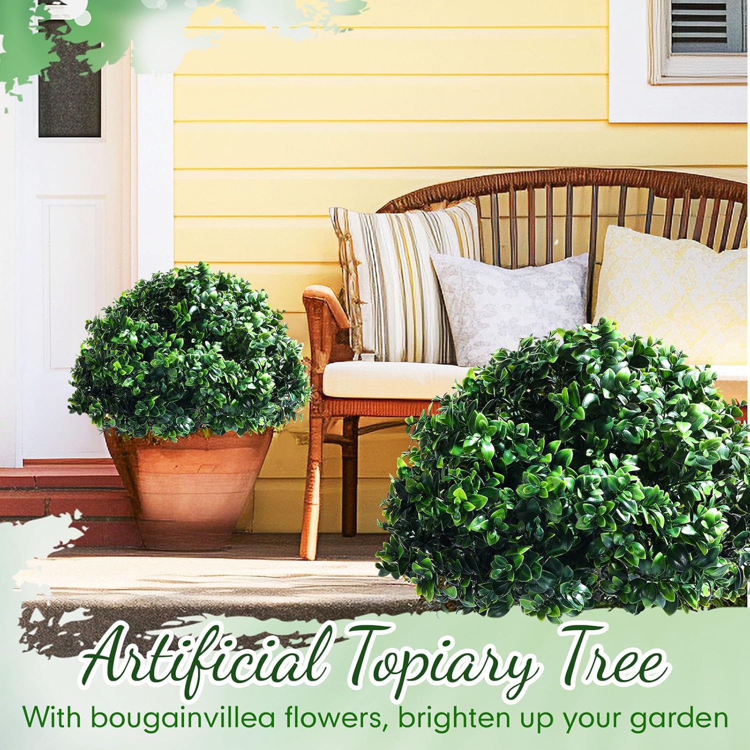 Set of 2 Artificial Topiary Balls with Spikes