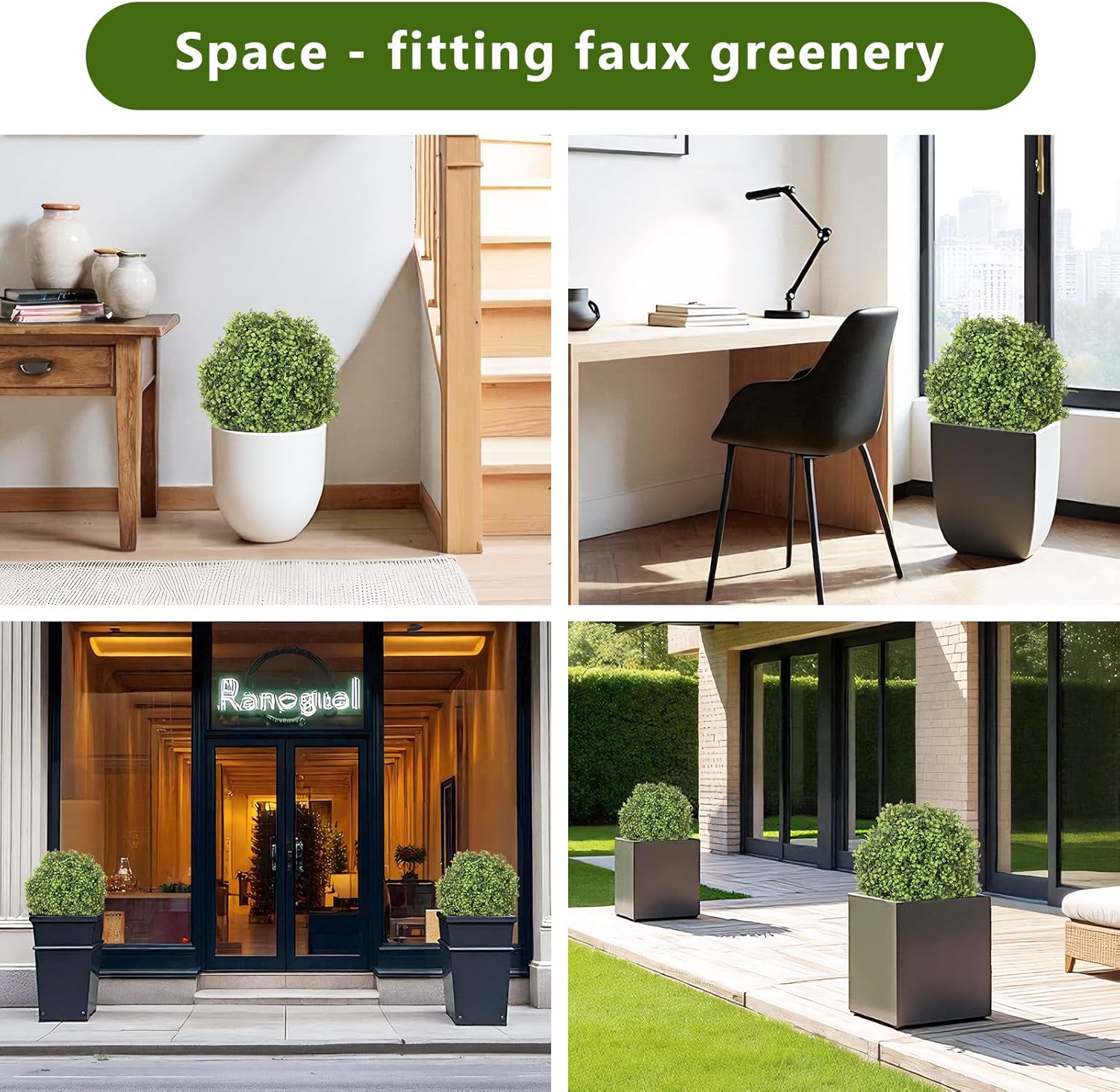 THE BLOOM TIMES 2ft Artificial Boxwood Topiary Set of 2