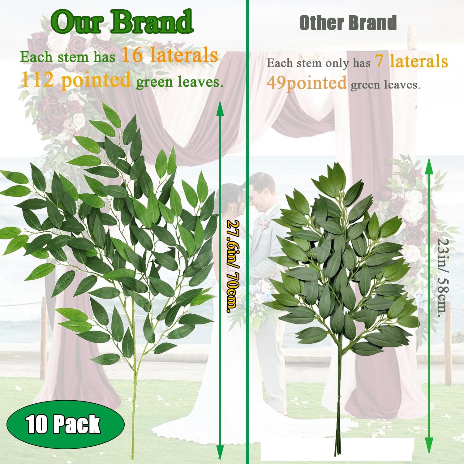 Artificial Italian Ruscus Greenery Stems 10 Pack