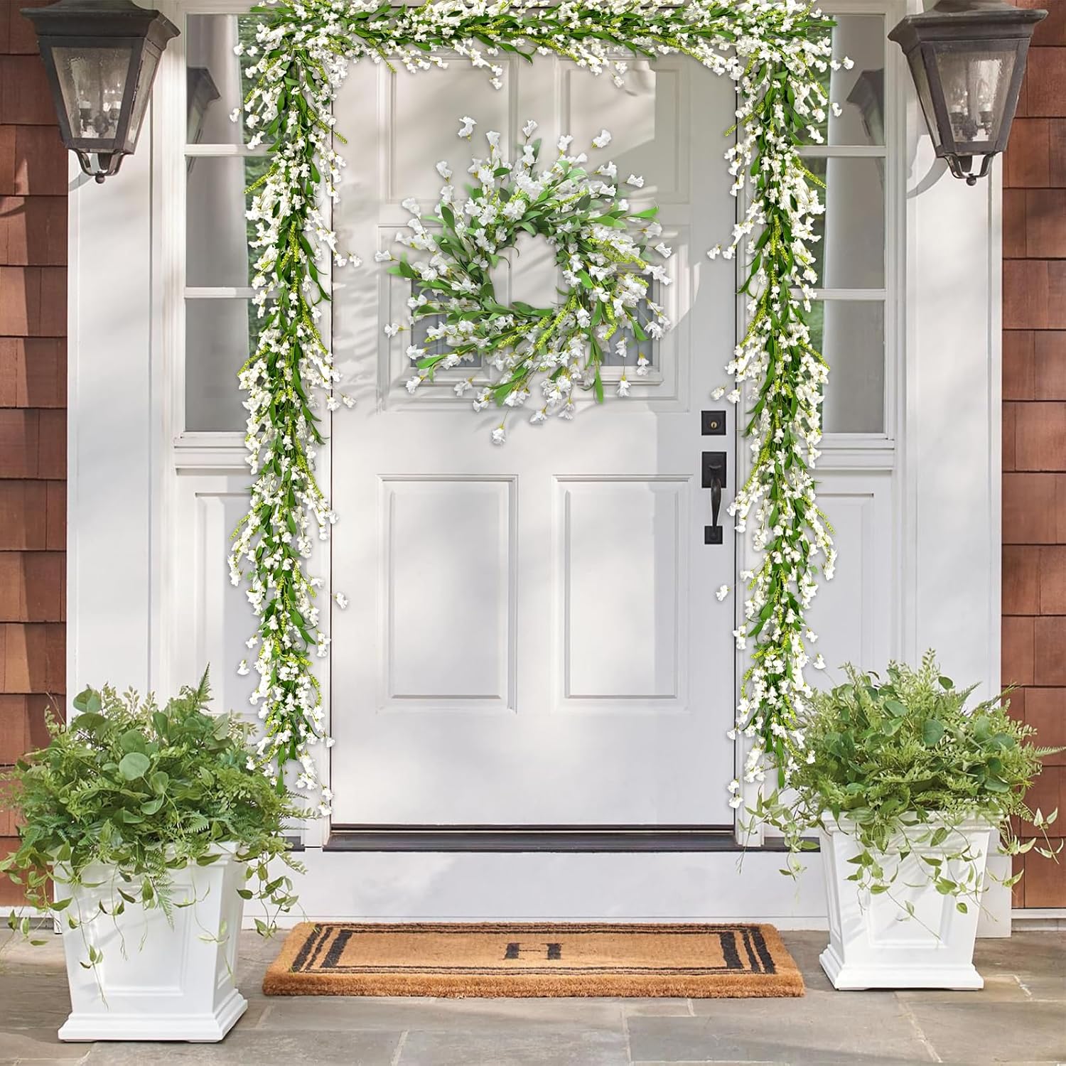 6 Ft Spring Flower Garland for Home Decor White
