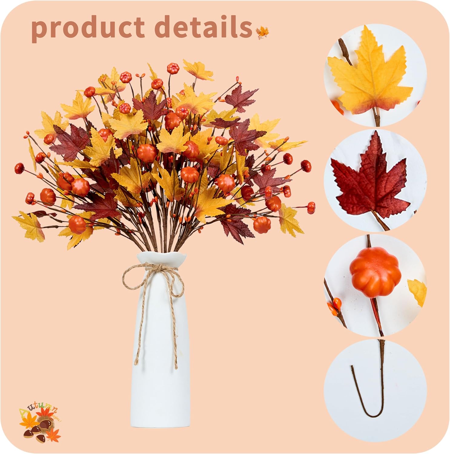 WSTPUPU Artificial Fall Stems 10PCS 17Inch Autumn Berry Decor