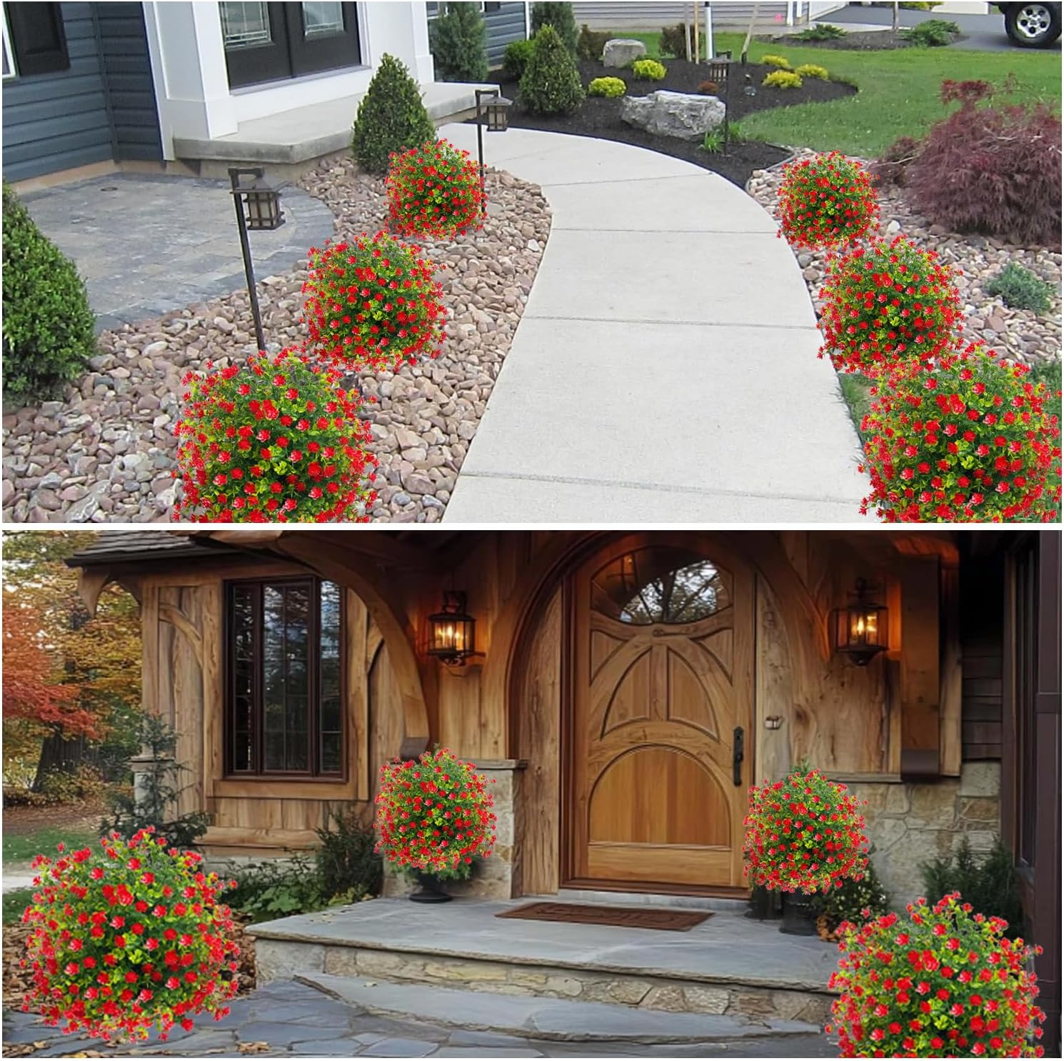 YUGYUM Artificial Topiary Boxwood Rose Balls 23 Set of 2