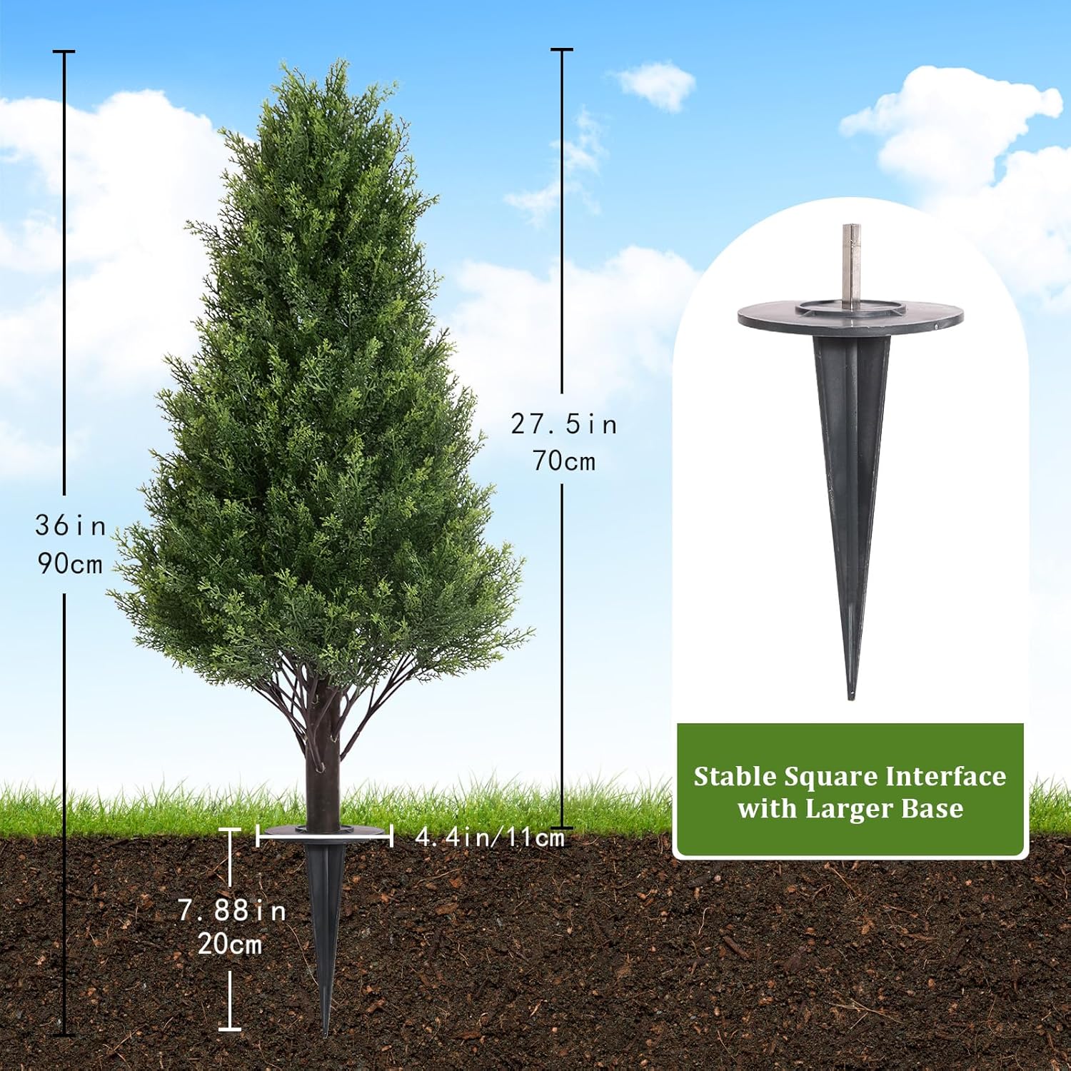 36 Inch Artificial Cedar Topiary Trees Set of 2