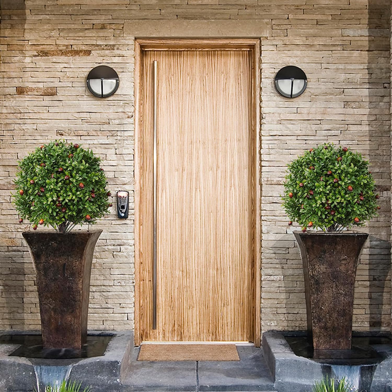 2 Pack 173 Artificial Boxwood Olive Topiary Trees with LED Lights