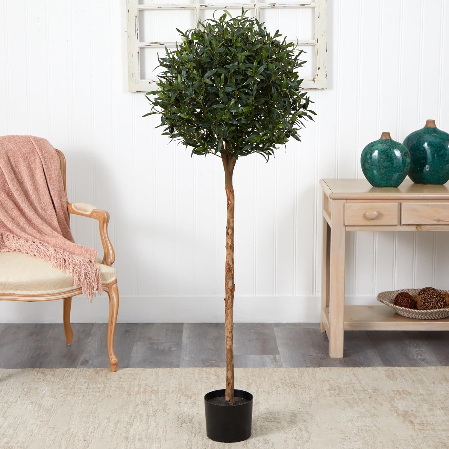 Nearly Natural 5 Foot Olive Topiary Artificial Tree