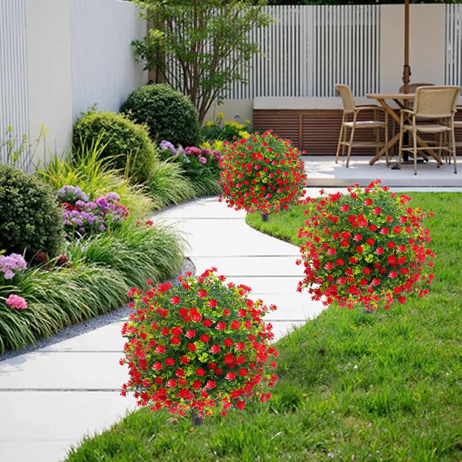 YUGYUM Artificial Topiary Boxwood Rose Balls 23 Set of 2