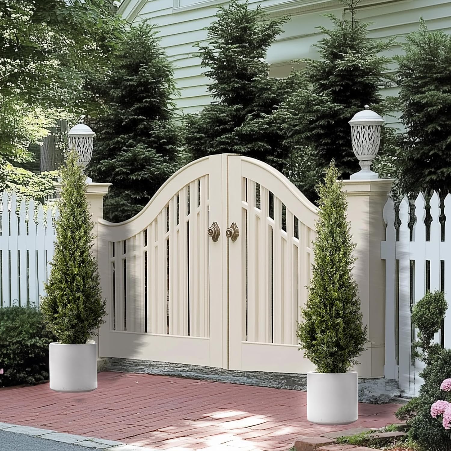 5 Ft Artificial Cedar Topiary Trees 2 Set