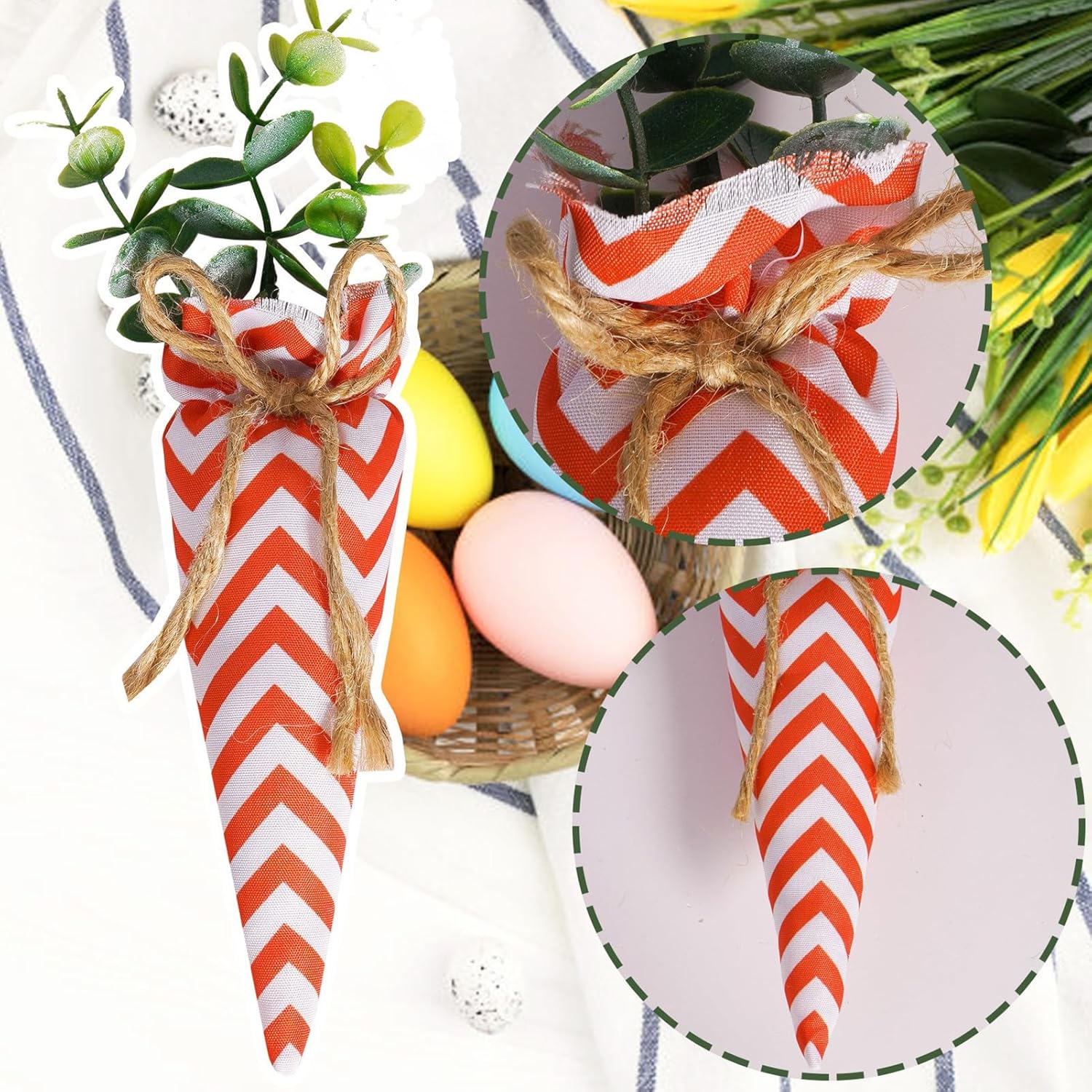 BEIJIALY 4 Pack Easter Fabric Carrots for DIY Decor