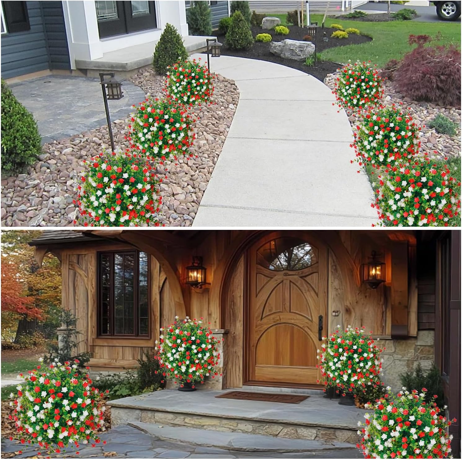 2 Pack Artificial Boxwood Topiaries with Ground Spikes