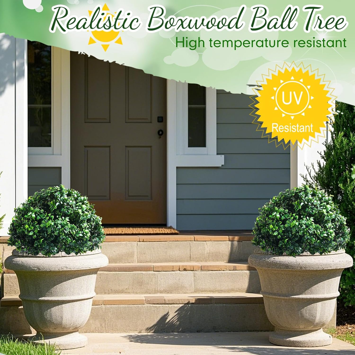 Set of 2 Artificial Topiary Balls with Spikes