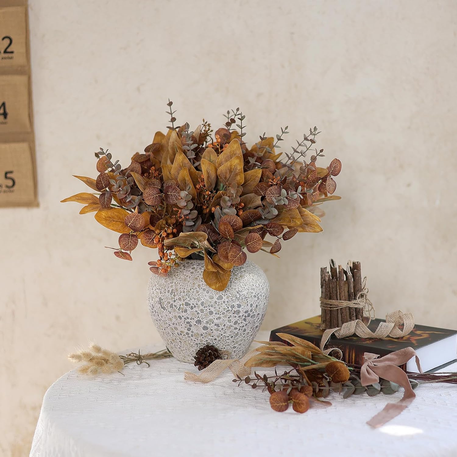 110 Pcs 5 Kinds Mixed Artificial Eucalyptus Stems and Faux Berries