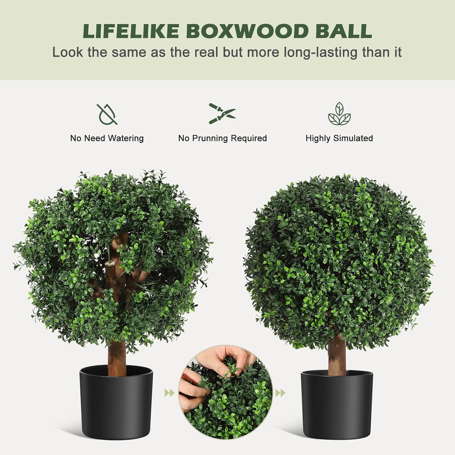 GarveeHome 24 Inch Artificial Topiary Boxwood Ball Set of 2