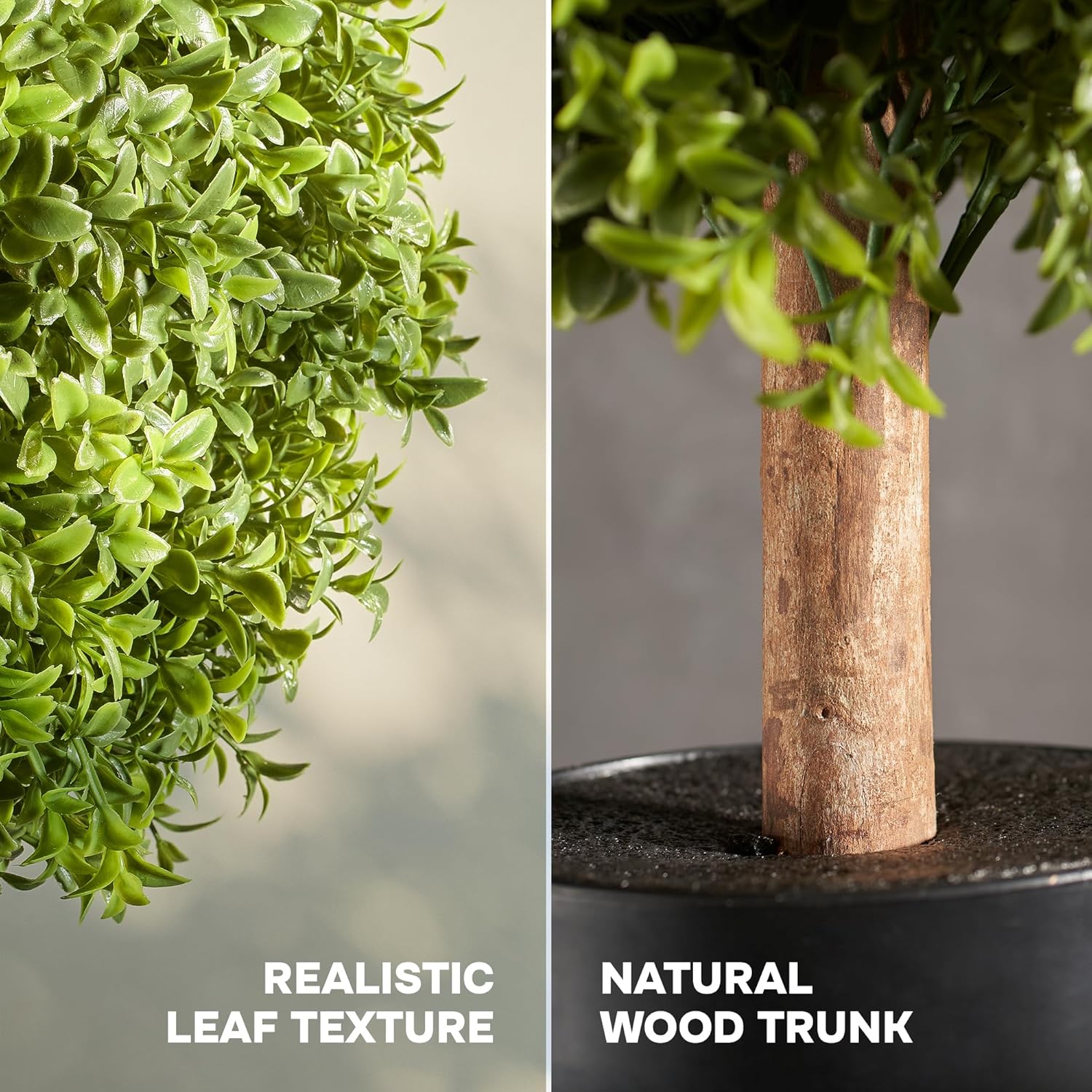 Artificial Topiary Boxwood Trees Set of 2 24 Inch Pre Potted Faux Plants
