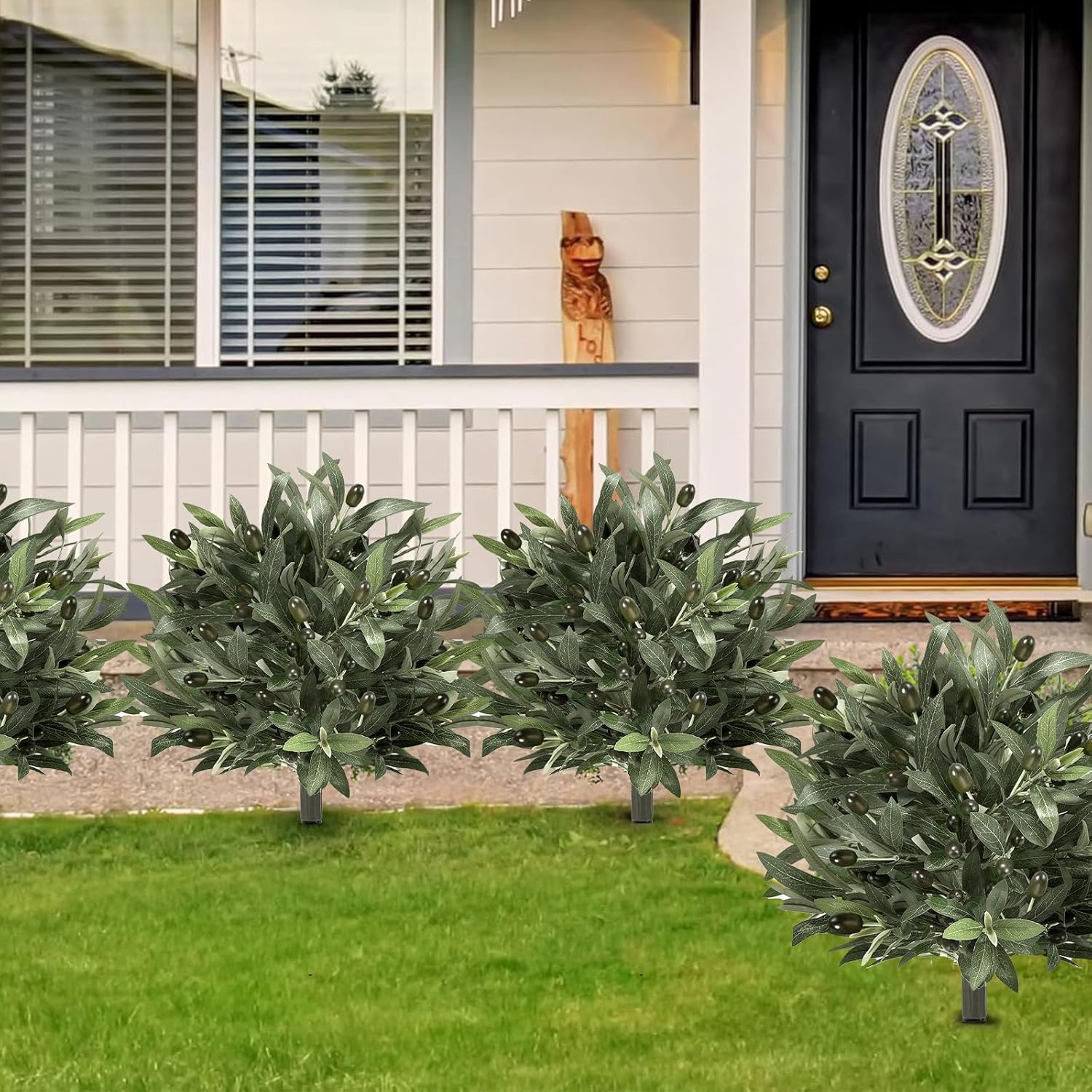 Artificial Olive Topiary Ball with Spike 2 Pack