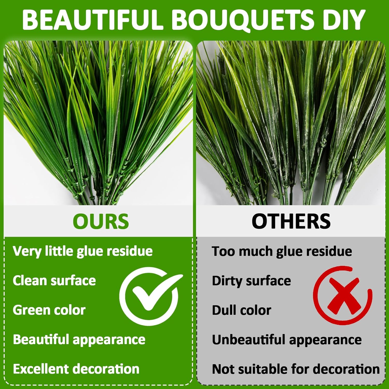 10 Pack Artificial Grass Plants for Outdoor Decor
