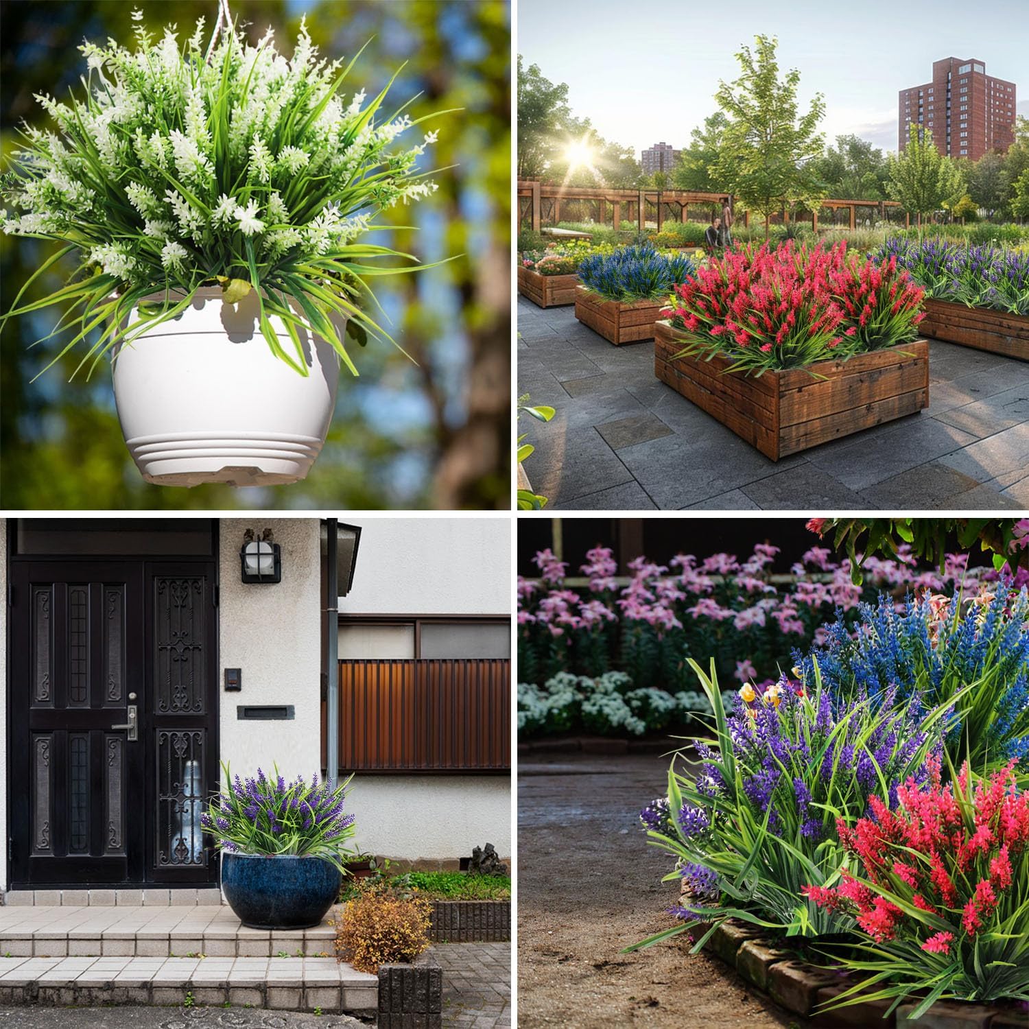 24 Bundles Artificial Flowers for Outdoor Garden Decor