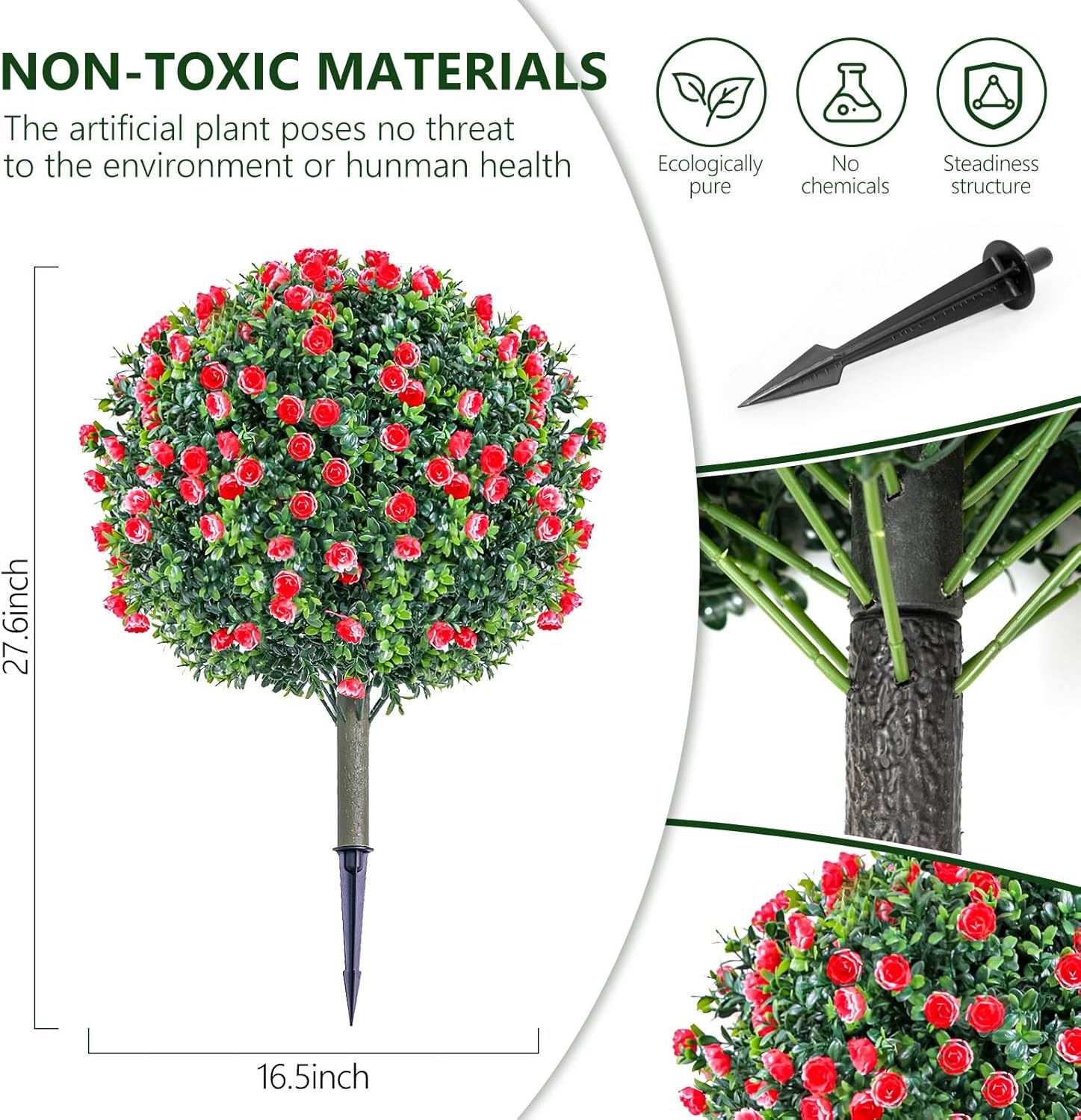 2 Set Artificial Rose Bushes for Outdoor Decor