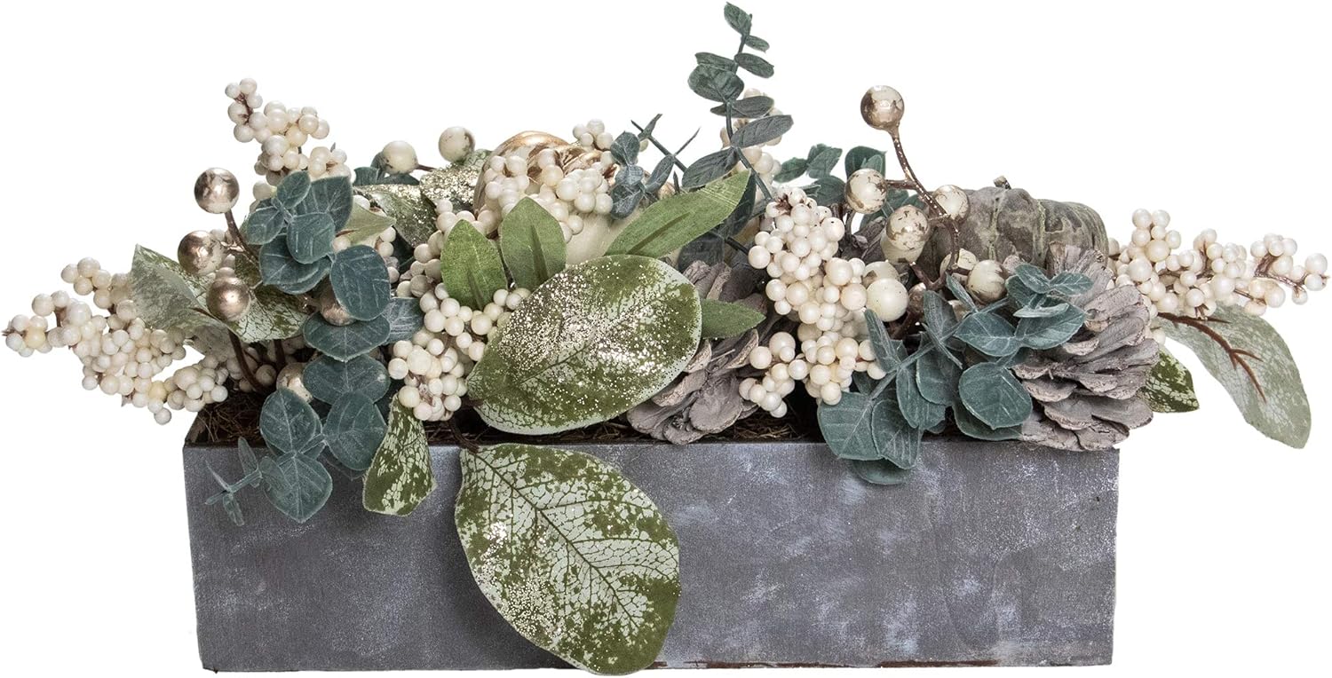 Northlight 1025 Inch Neutral Pumpkin and Leaves Fall Floral Arrangement