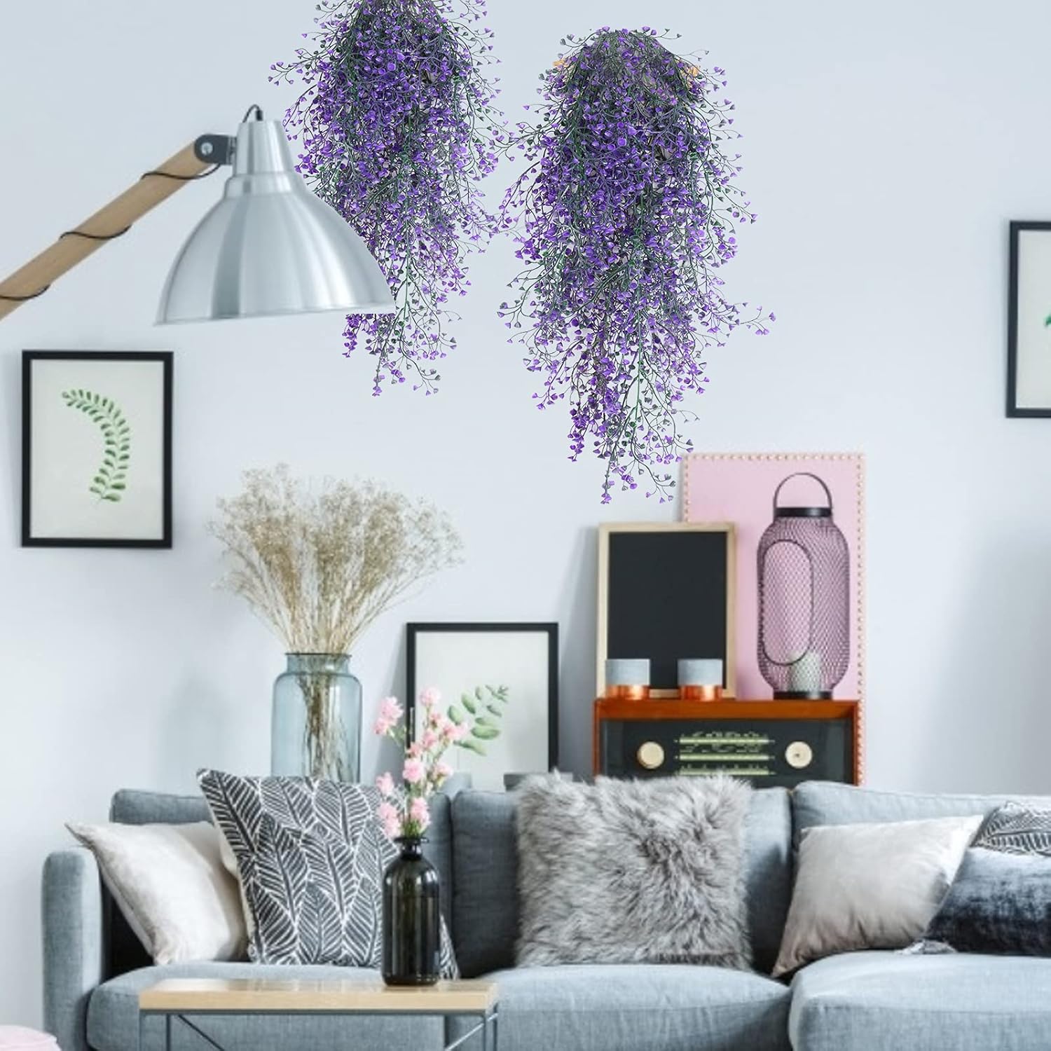 RECUTMS Artificial Hanging Vine Plants 4Pc Purple
