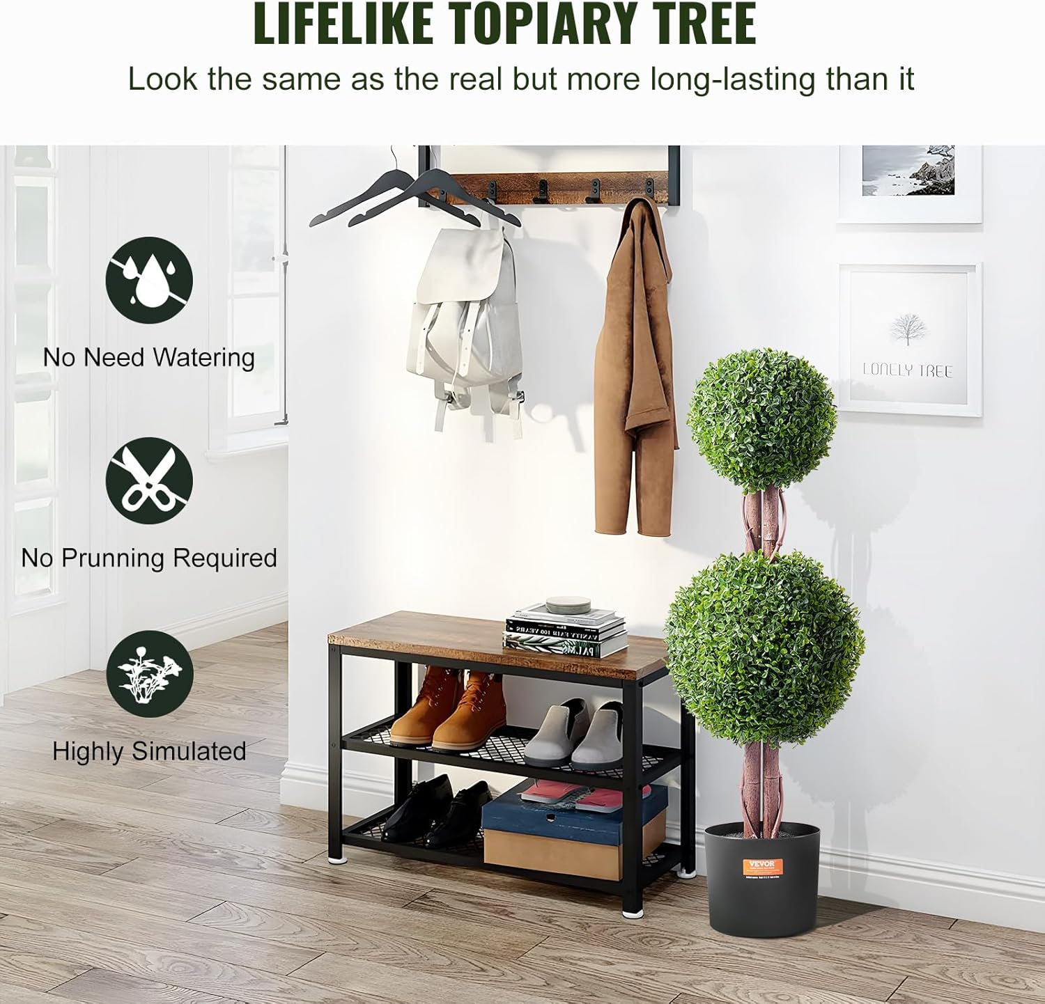 VEVOR Artificial Topiary Tree Set 36 Inch Tall 2 Pieces