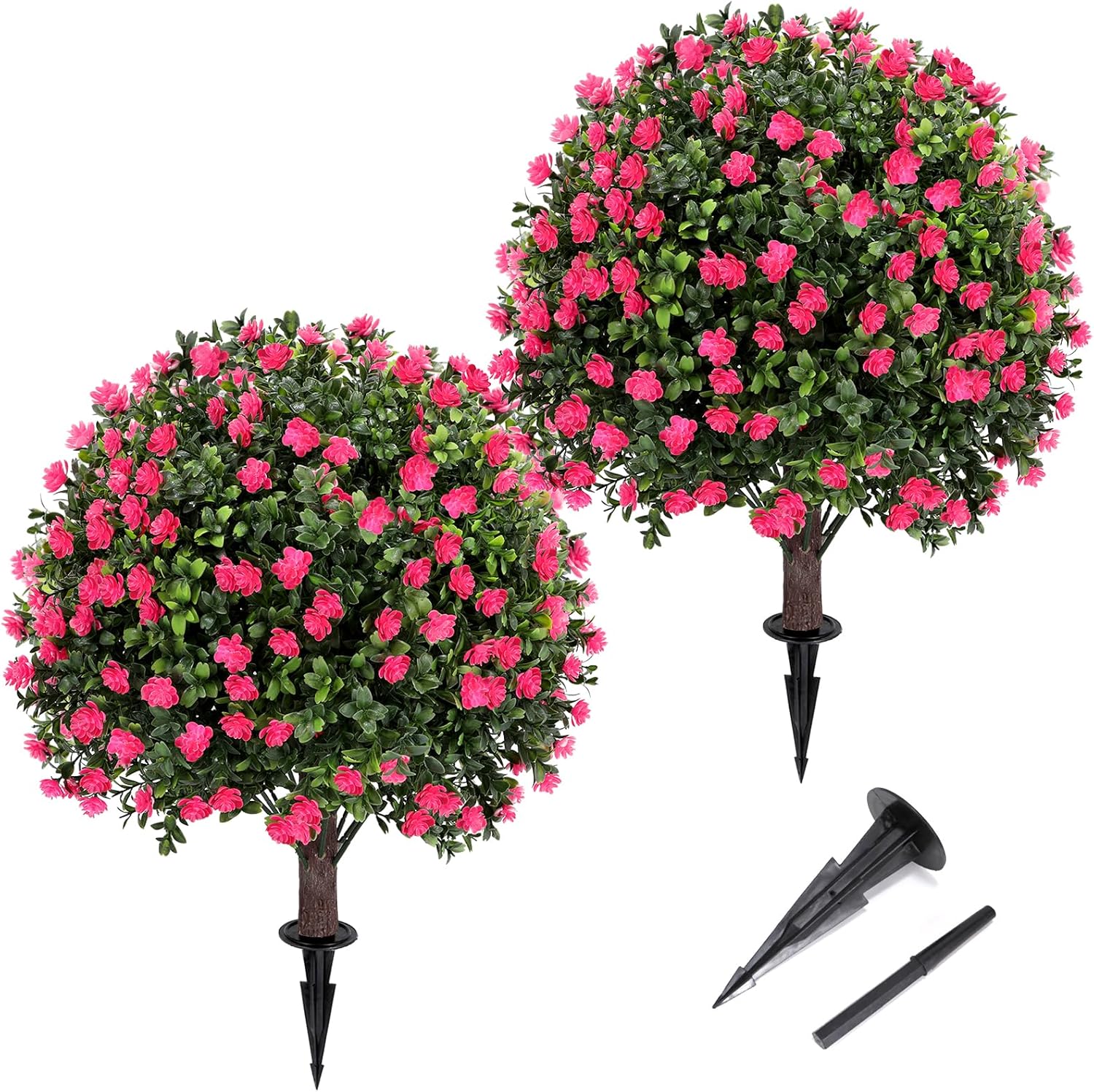 Artificial Pink Camellia Topiary Ball Tree 25 Set of 2