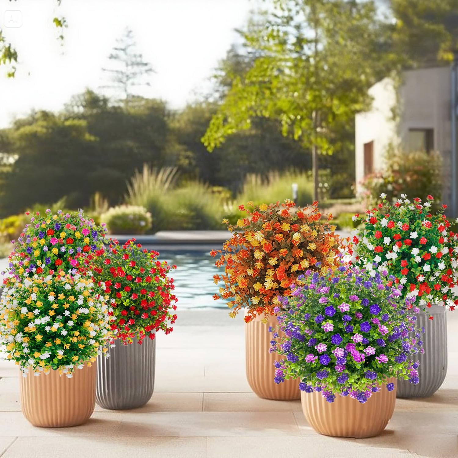 2 Pack Artificial Boxwood Topiaries with Ground Spikes