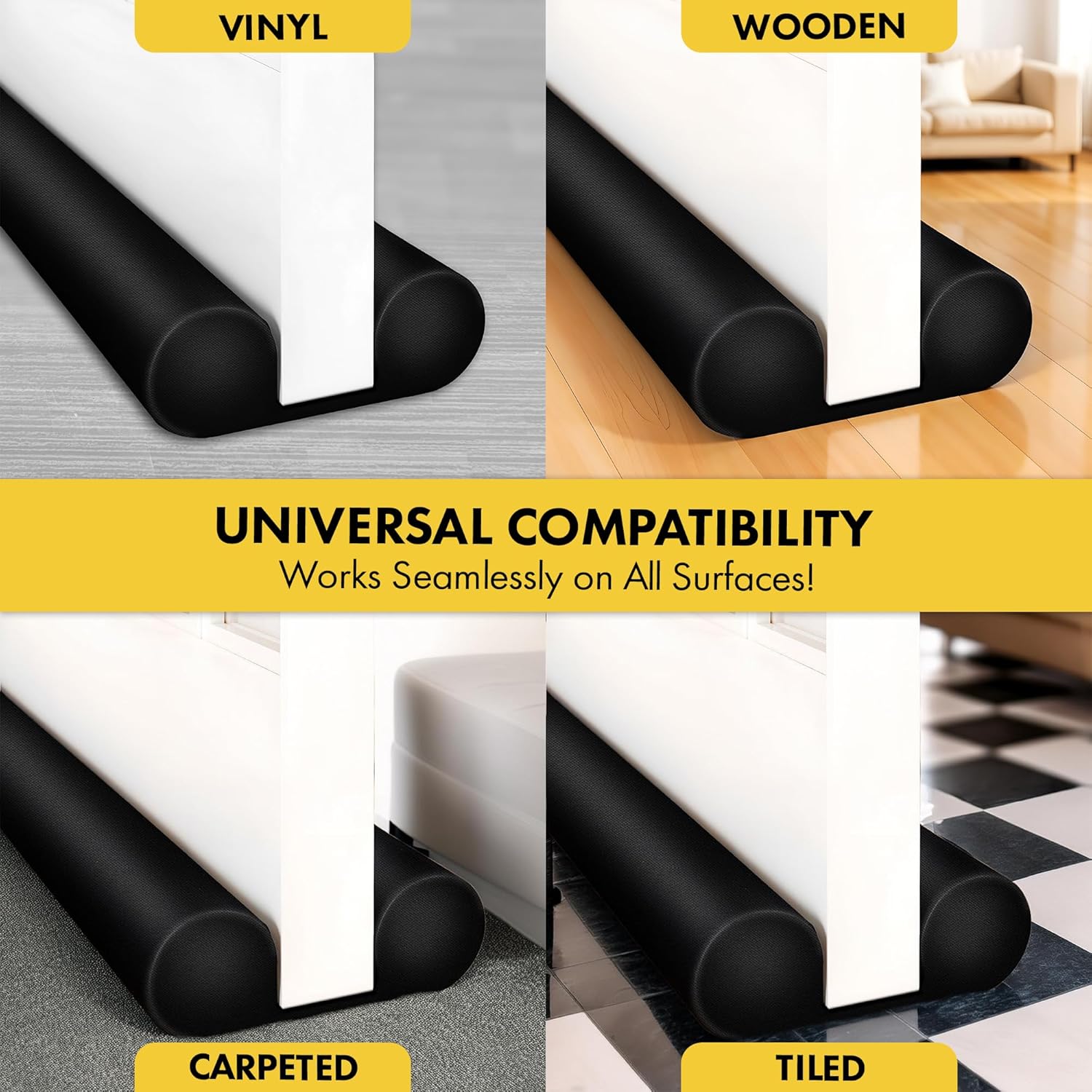 Affixers Under Door Draft Stopper 36 Inch Black