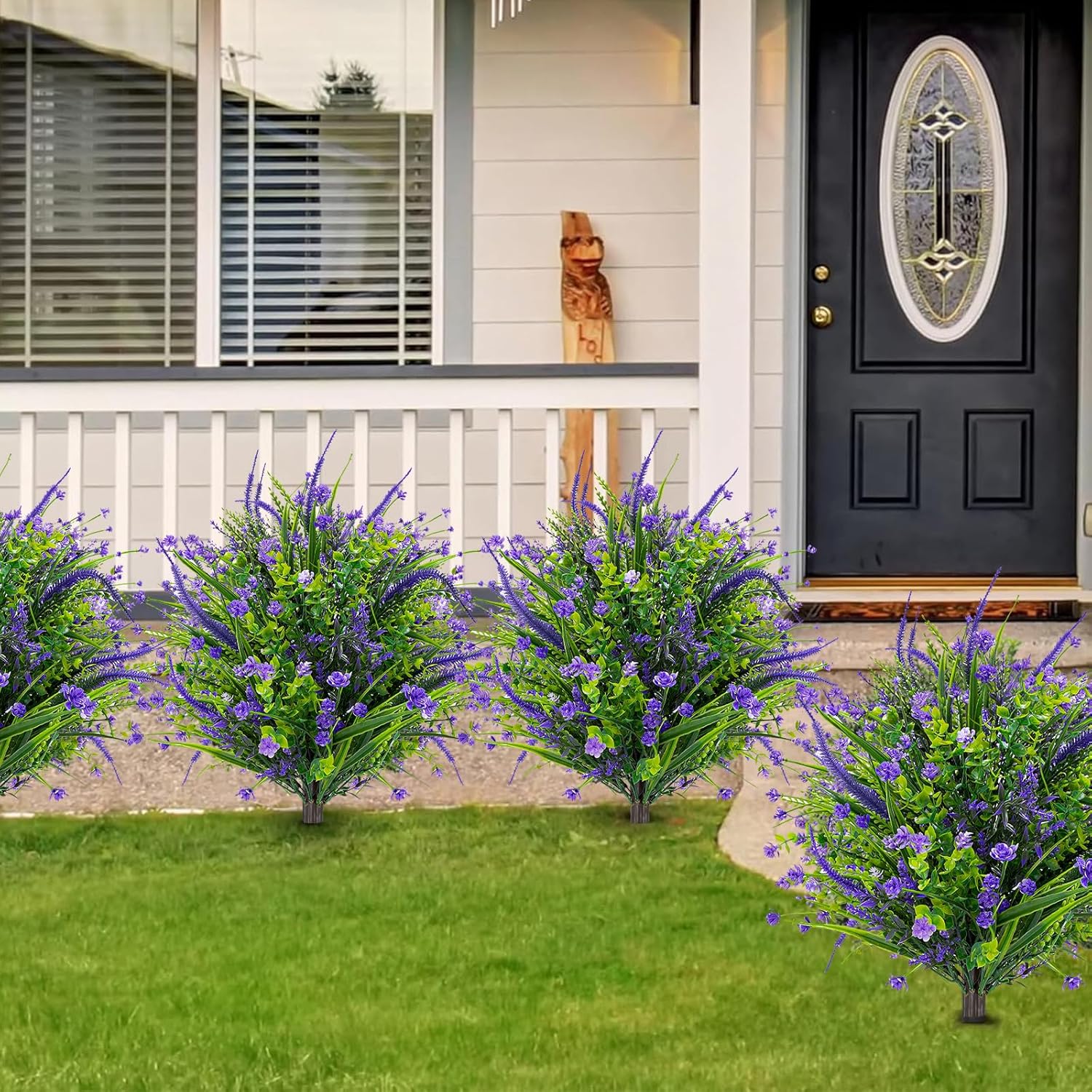 ENVEN Artificial Topiary Ball Trees with Ground Spikes Purple Flowers