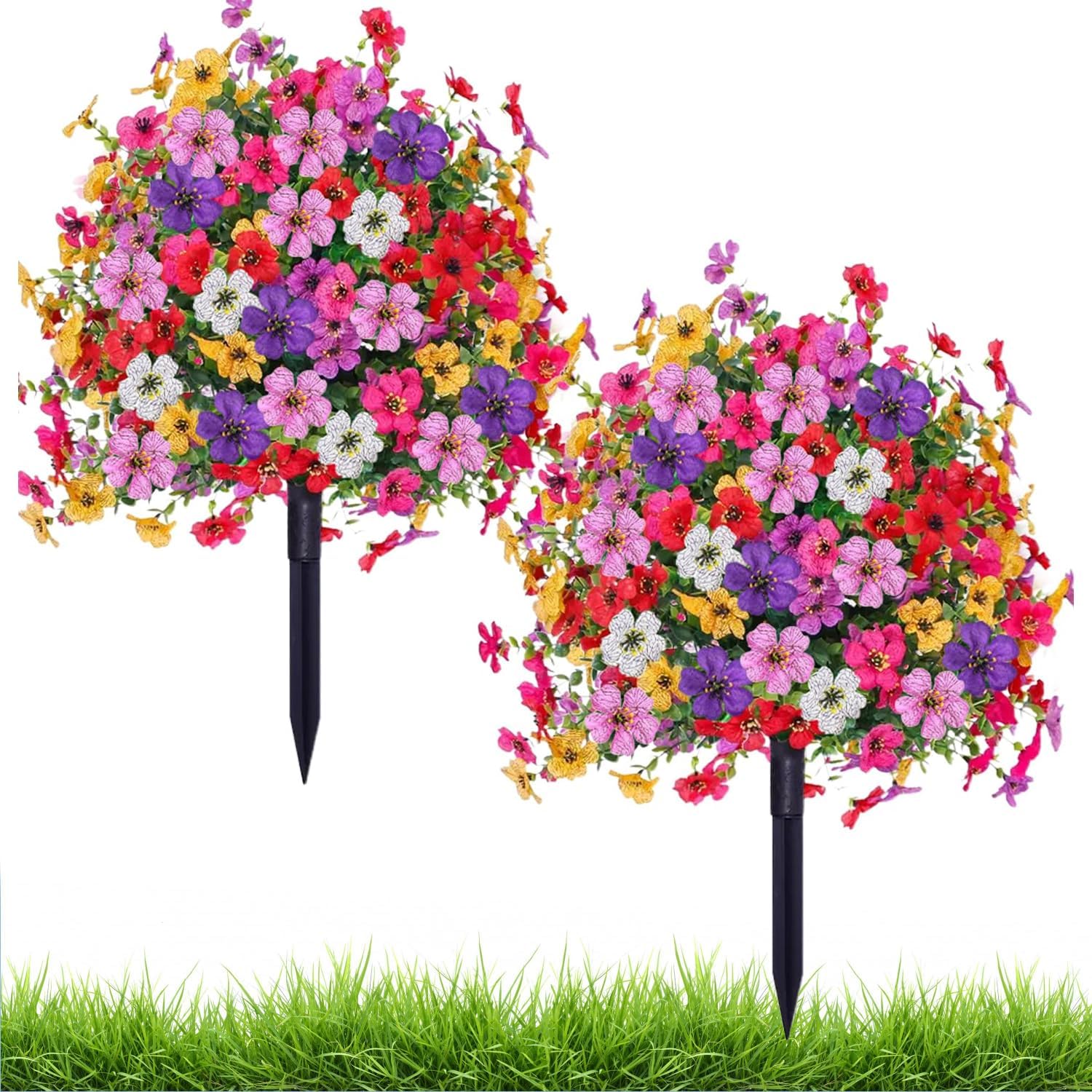 2 Pack Artificial Topiary Trees with Ground Spike UV Resistant