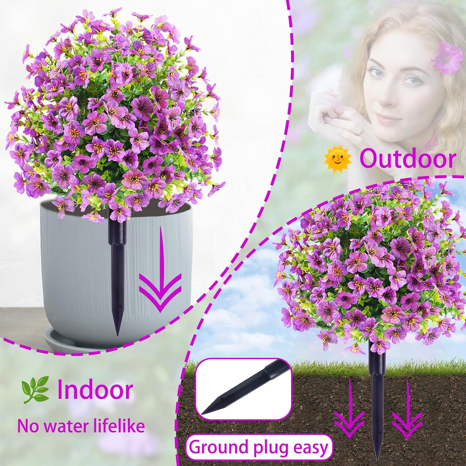 BELIFI Artificial Topiary Ball Tree with Ground Spike 2 Pcs Purple