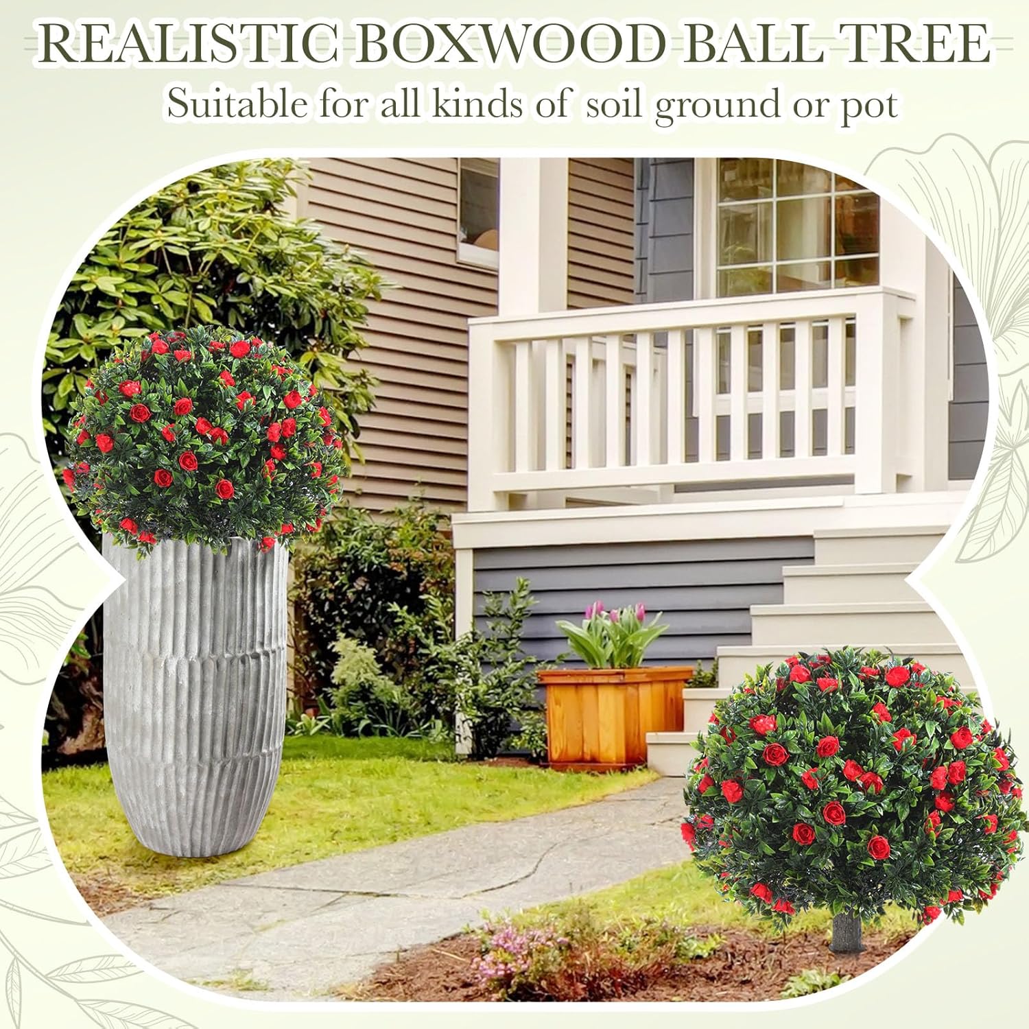Yunlly Set of 2 Artificial Boxwood Topiary Balls